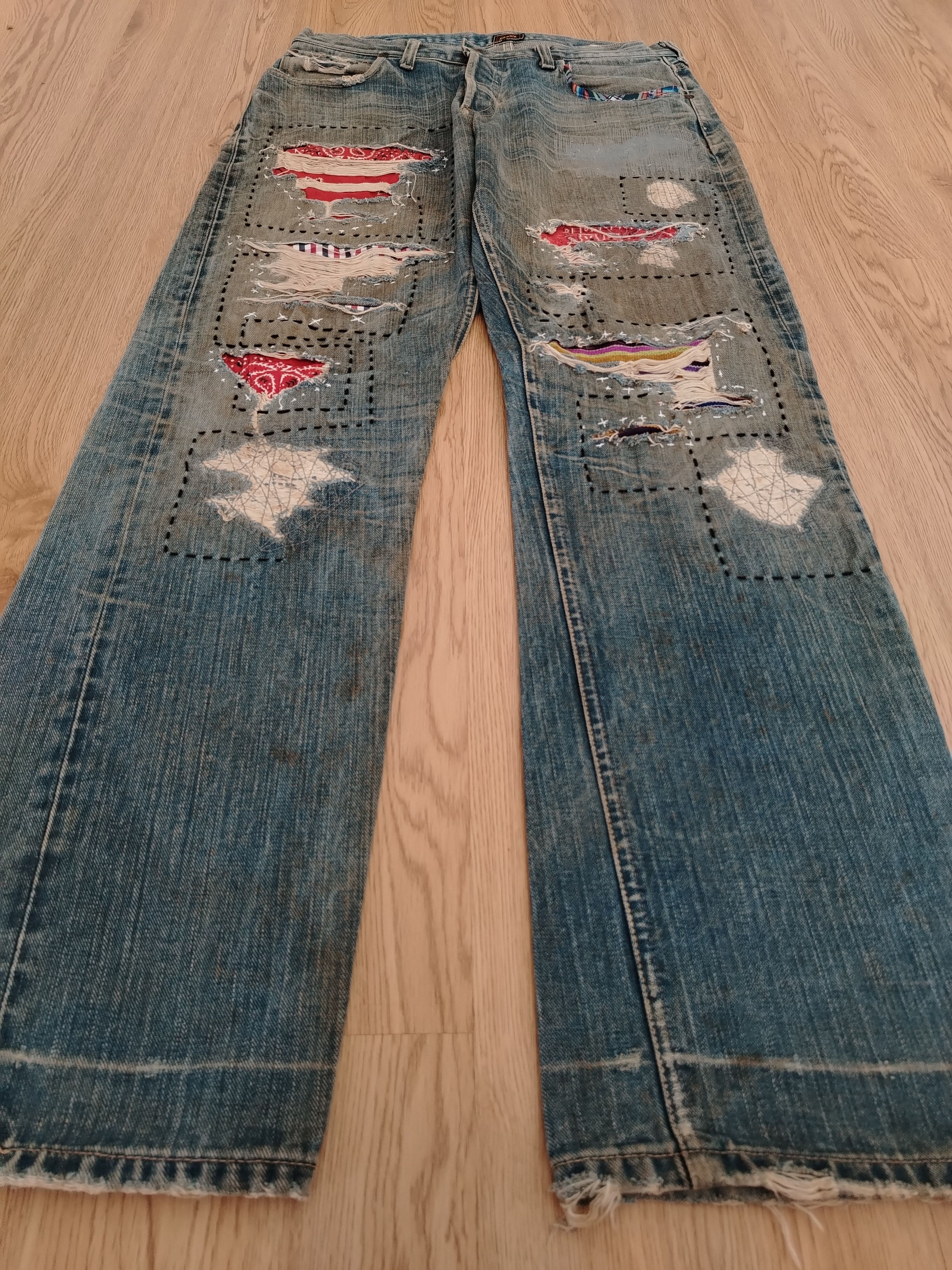 Sugar Cane Sugar Cane Jeans Vintage Sashiko Patches Size US 32 / EU 48 - 2 Thumbnail