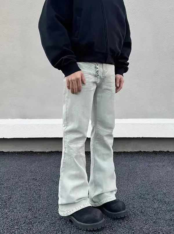 Japanese Brand Kinuka x Jinno Vintage Washed and Aged White Flared Jeans Size US 32 / EU 48 - 7 Thumbnail