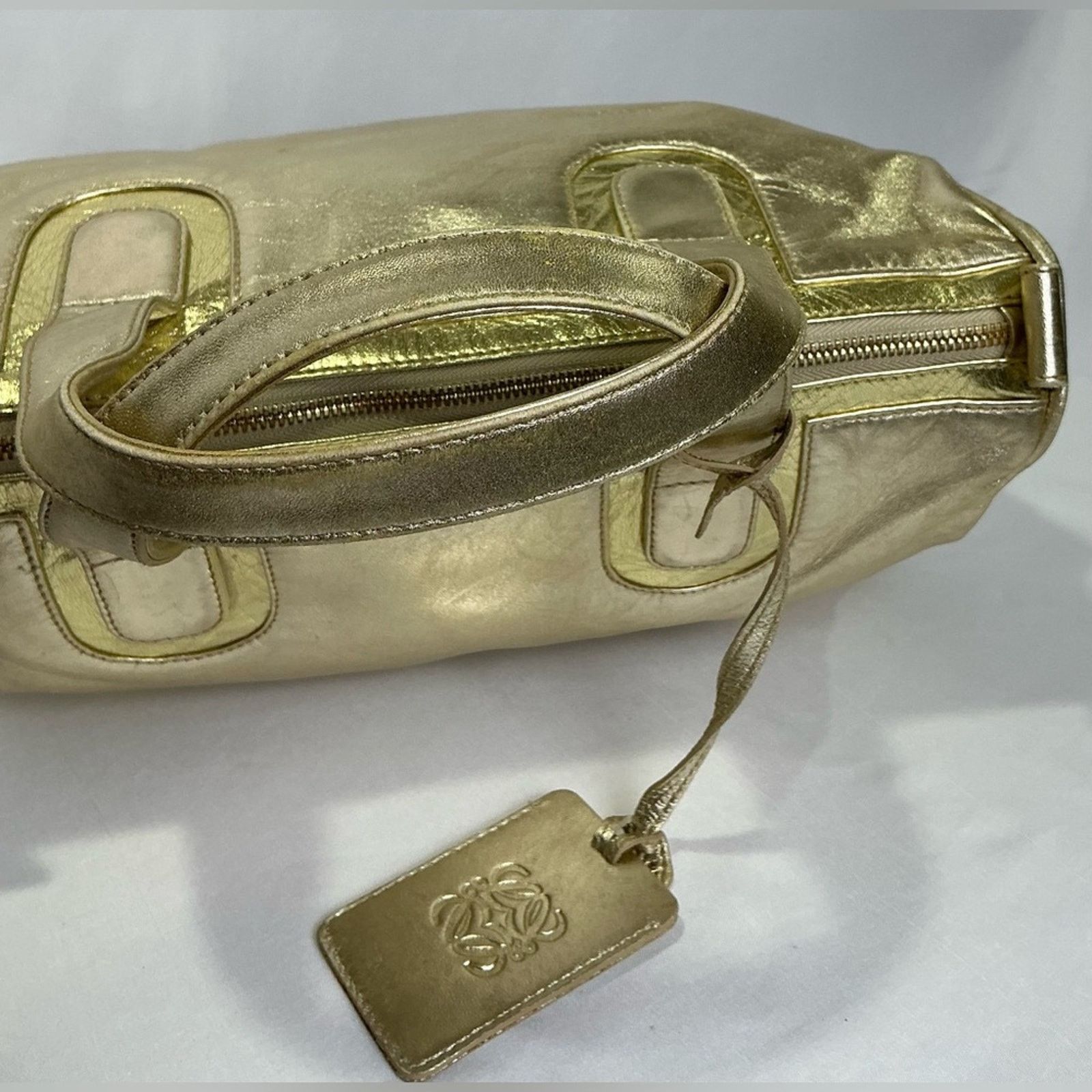 Loewe Loewe Leather Gold Amazona Satchel Bag with Glossy Finish Size ONE SIZE - 7 Thumbnail