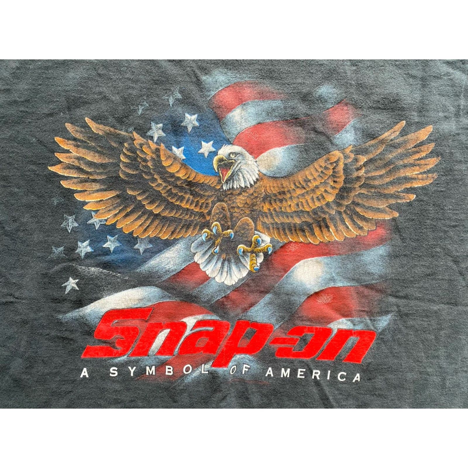 Fruit Of The Loom VINTAGE Fruit of the Loom T-Shirt USA 2XL Black Short Sleeve Mens Snap On Tools Symbol Of America VTG Size US XXL / EU 58 / 5 - 2 Thumbnail