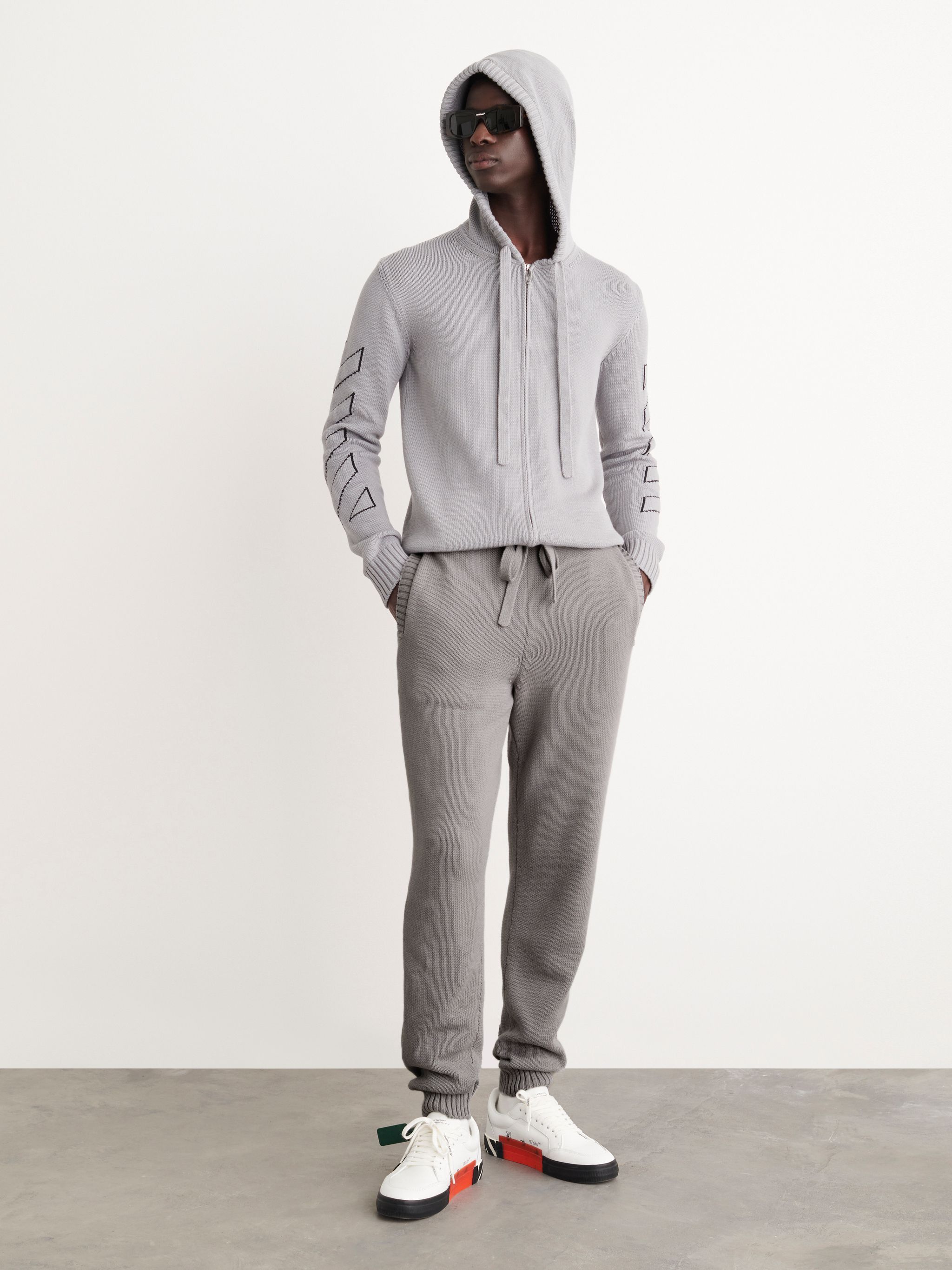 Off-White o1gr1nt1124 Diag Outline Knit Pant in Medium Grey Size US 34 / EU 50 - 4 Thumbnail