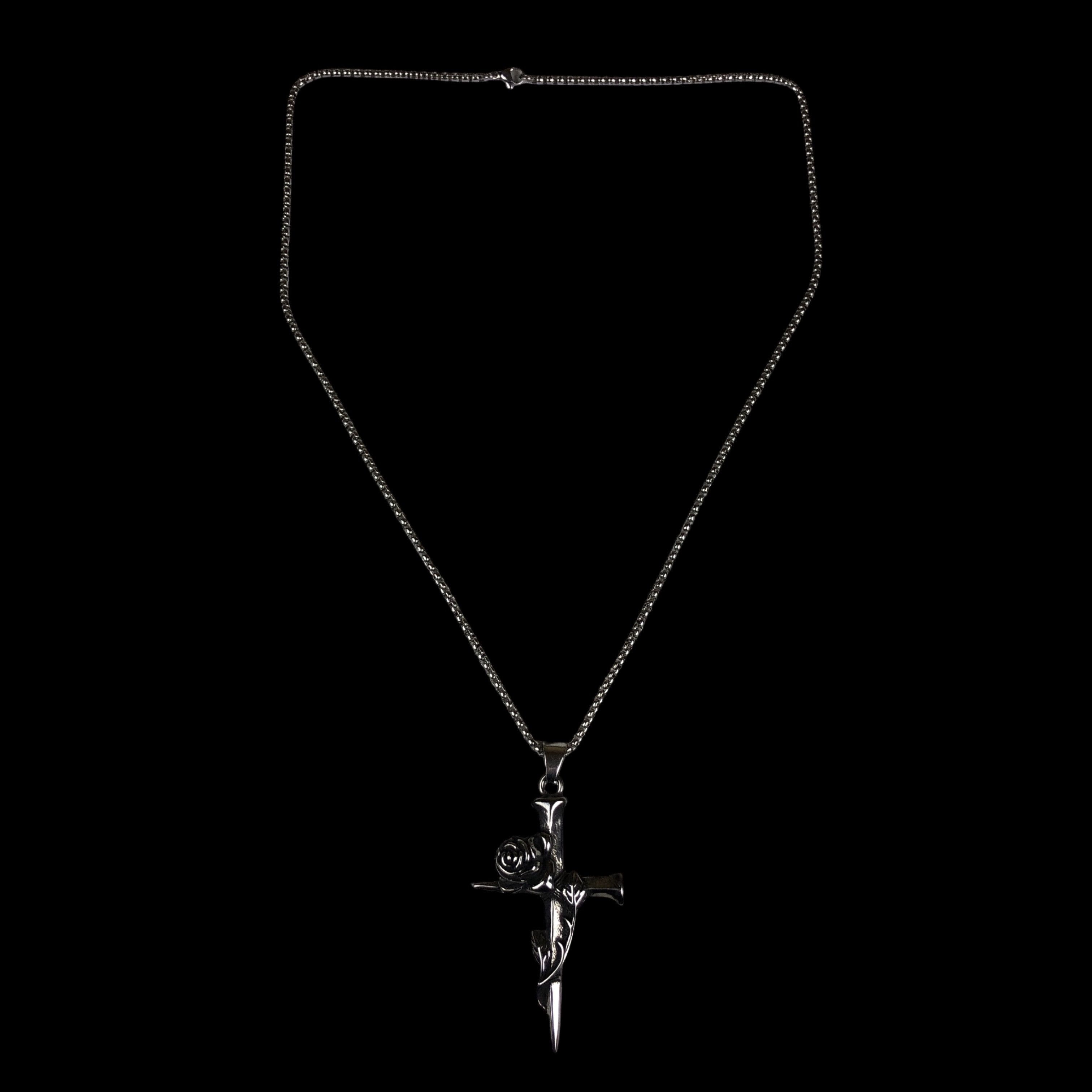Jewelry Stainless Steel Cross Rose Gothic Necklace Punk Emo Y2K Size ONE SIZE - 2 Thumbnail