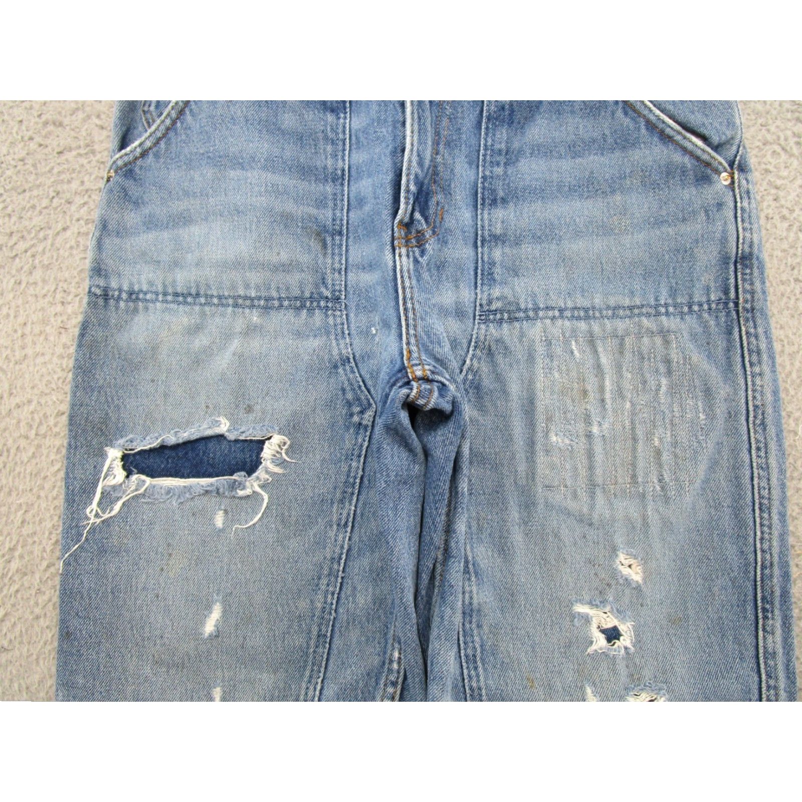 Bdg VINTAGE BDG Urban Outfitters Men’s Double Knee Distressed Denim Blue Jeans 31x32 SZ 31 32 Blue Distressed Jeans Mens Brown? Size US 31 - 3 Thumbnail