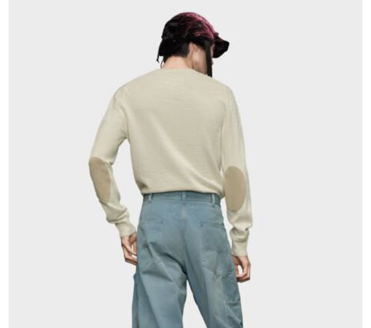 Maison Margiela o1w1db10526 Elbow Patches Crewneck Sweater in Ivory Size US L / EU 52-54 / 3 - 2 Thumbnail