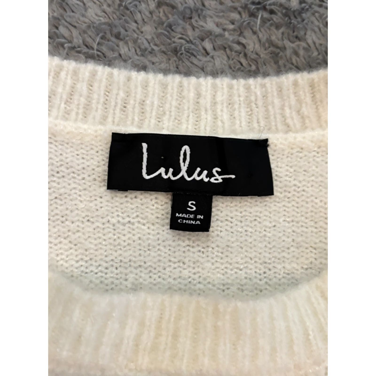 Vintage Lulus Sweater Womens Small Cream Long Sleeve Two Tone Ribbed Cuff Casual Pullover Knit Regular Winter Spring Fall Womens Size S / US 4 / IT 40 - 2 Thumbnail
