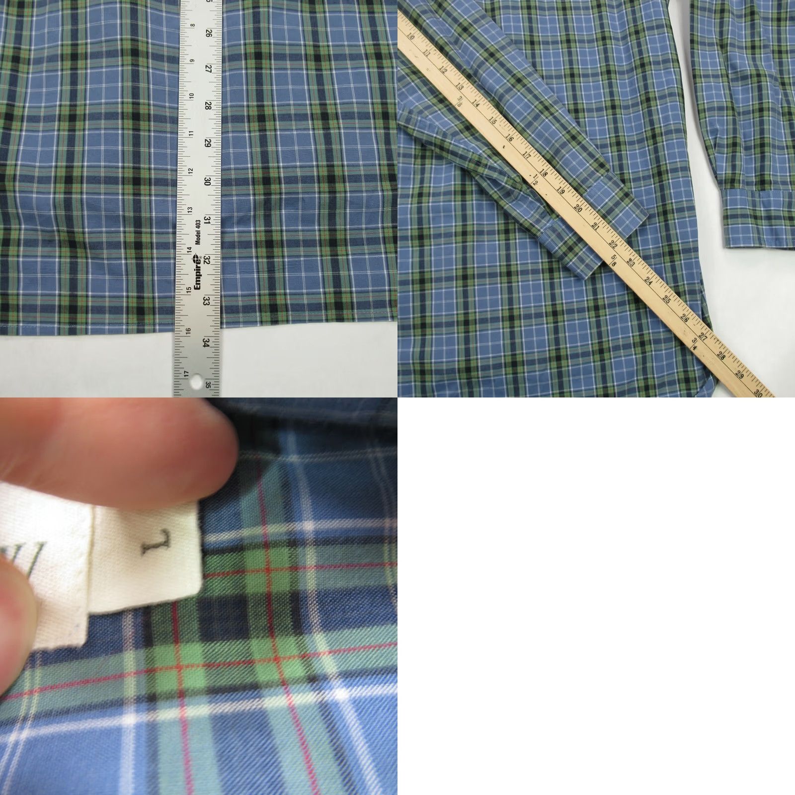 J.Crew VINTAGE J.Crew Shirt Mens Long Sleeve Blue Green Plaid Button Down Size US L / EU 52-54 / 3 - 8 Thumbnail