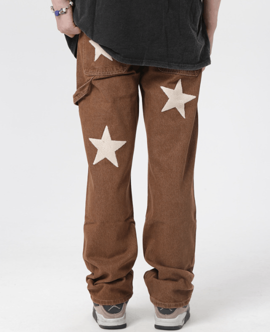 Japanese Brand × Jean Star embroidery retro trend loose casual jeans y2k Size US 32 / EU 48 - 4 Thumbnail