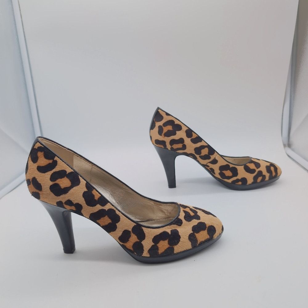 Anne Klein Anne Klein Lolana Leather Fur Leopard Print Heels Sz 8.5 Size US 8.5 / IT 38.5 - 6 Thumbnail