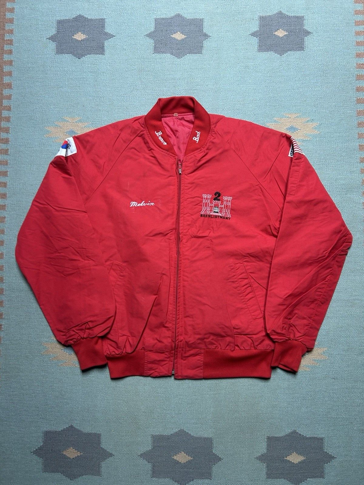 Vintage 80s Korea tour jacket 802nd engineer battalion name bomber L Size US L / EU 52-54 / 3 - 6 Thumbnail