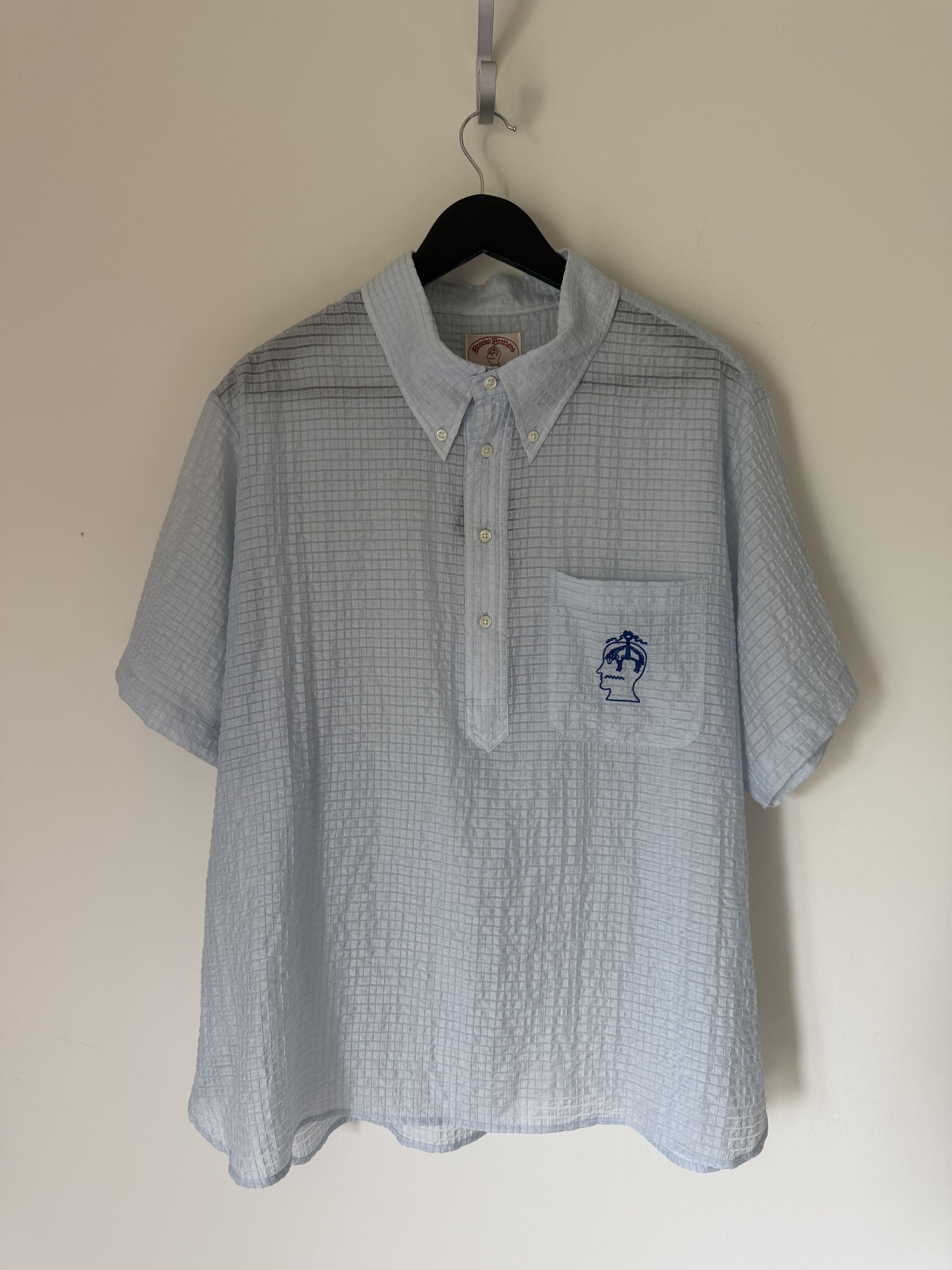 Brain Dead Brooks Brothers Short Sleeve Pullover Shirt Ice