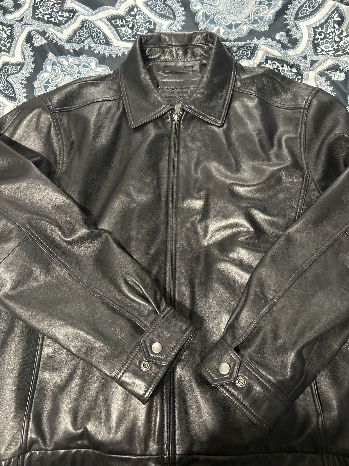 Roundtree & Yorke Black Leather Jacket| Roundtree & Yorke Size US XL / EU 56 / 4 - 1 Thumbnail