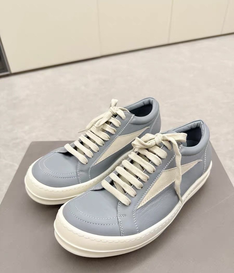Rick Owens Rick Owens Mainline Haze Blue Low-Top Leather Size US 7 / IT 37 - 1 Thumbnail