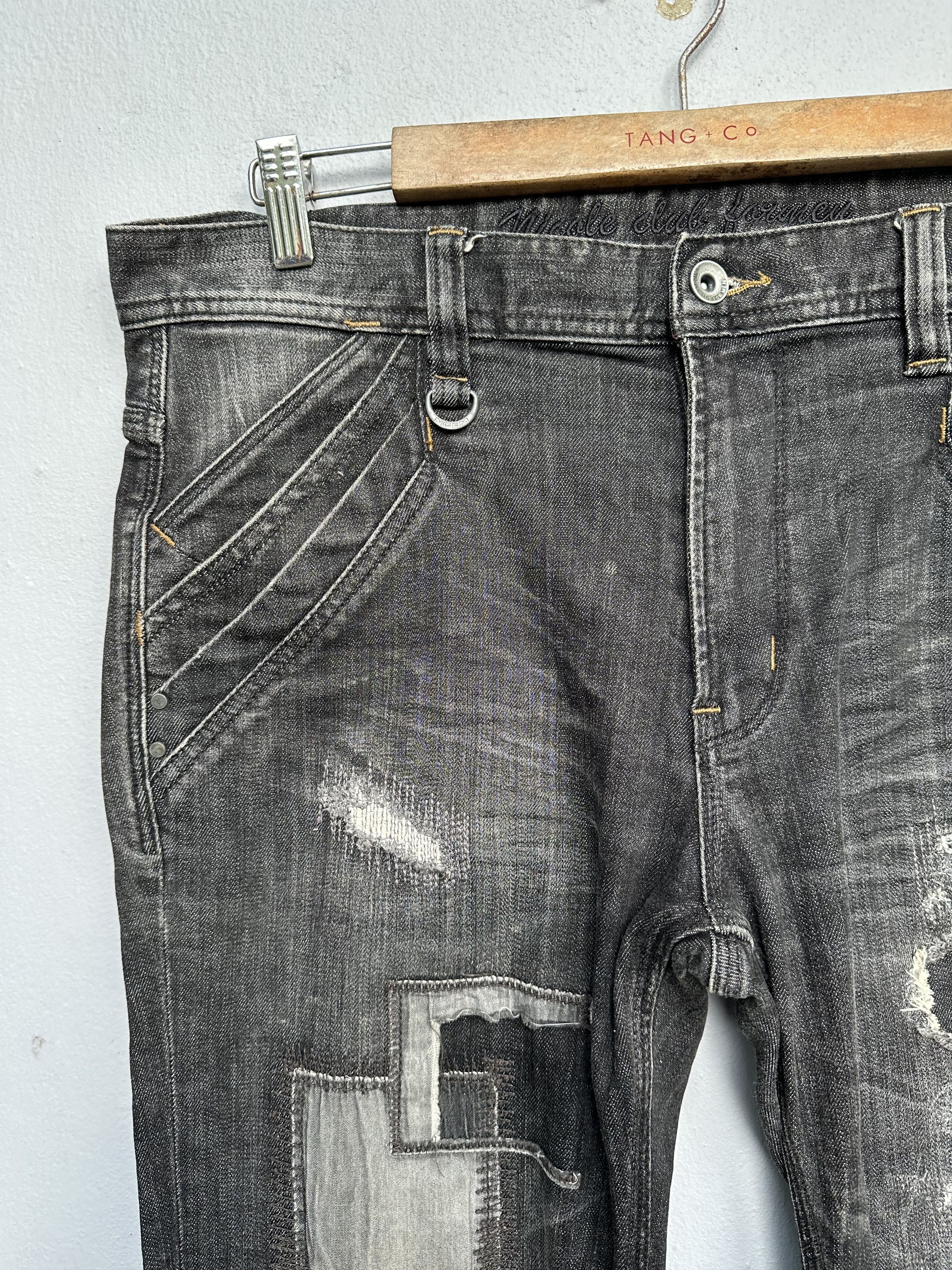 Nicole Club Japanese Brand NCFM Distressed Patchwork Denim Released Hem Size US 35 - 14 Thumbnail