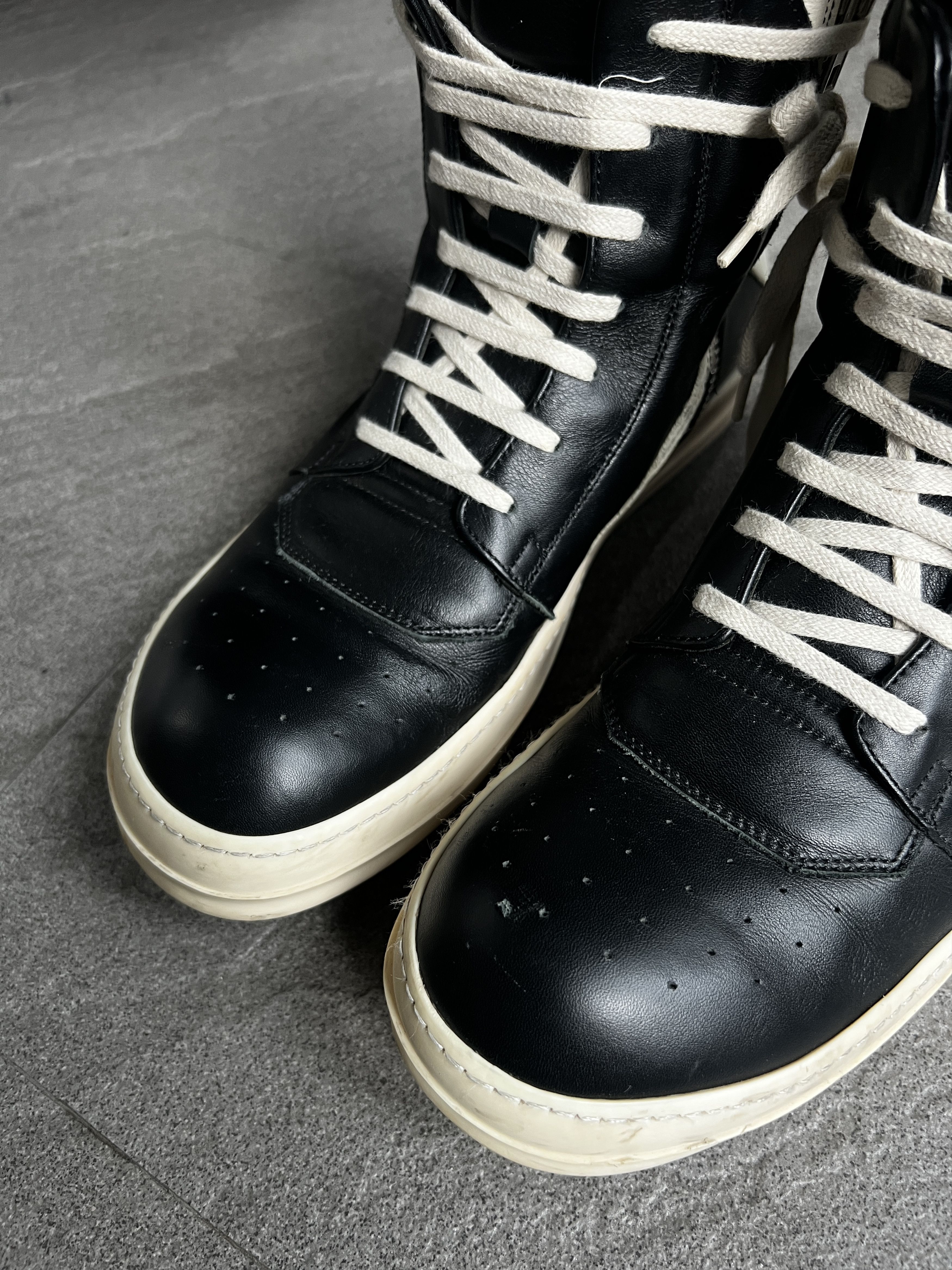 Rick Owens Rick Owens Geobasket Black Milk Leather EU40.5 Size US 7.5 / EU 40-41 - 8 Thumbnail