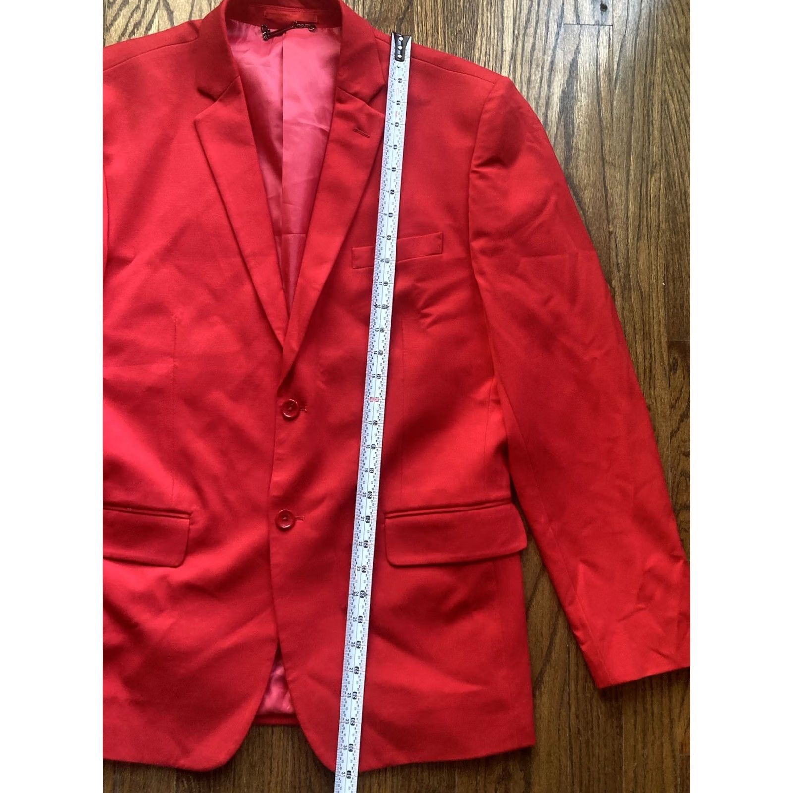Vintage Barabas 2 Piece Suit Mens 44R Jacket 38x31 Pants Red Slim 2 Button Size 44R - 4 Thumbnail