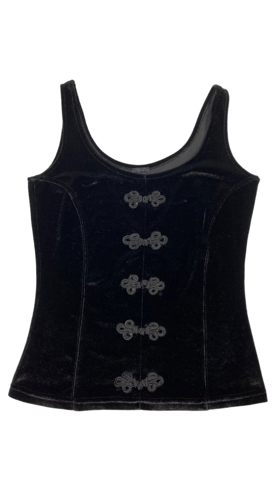 image of Vintage Y2K Velour Sexy Gothic Corset Imitation in Black, Women's (Size Medium)