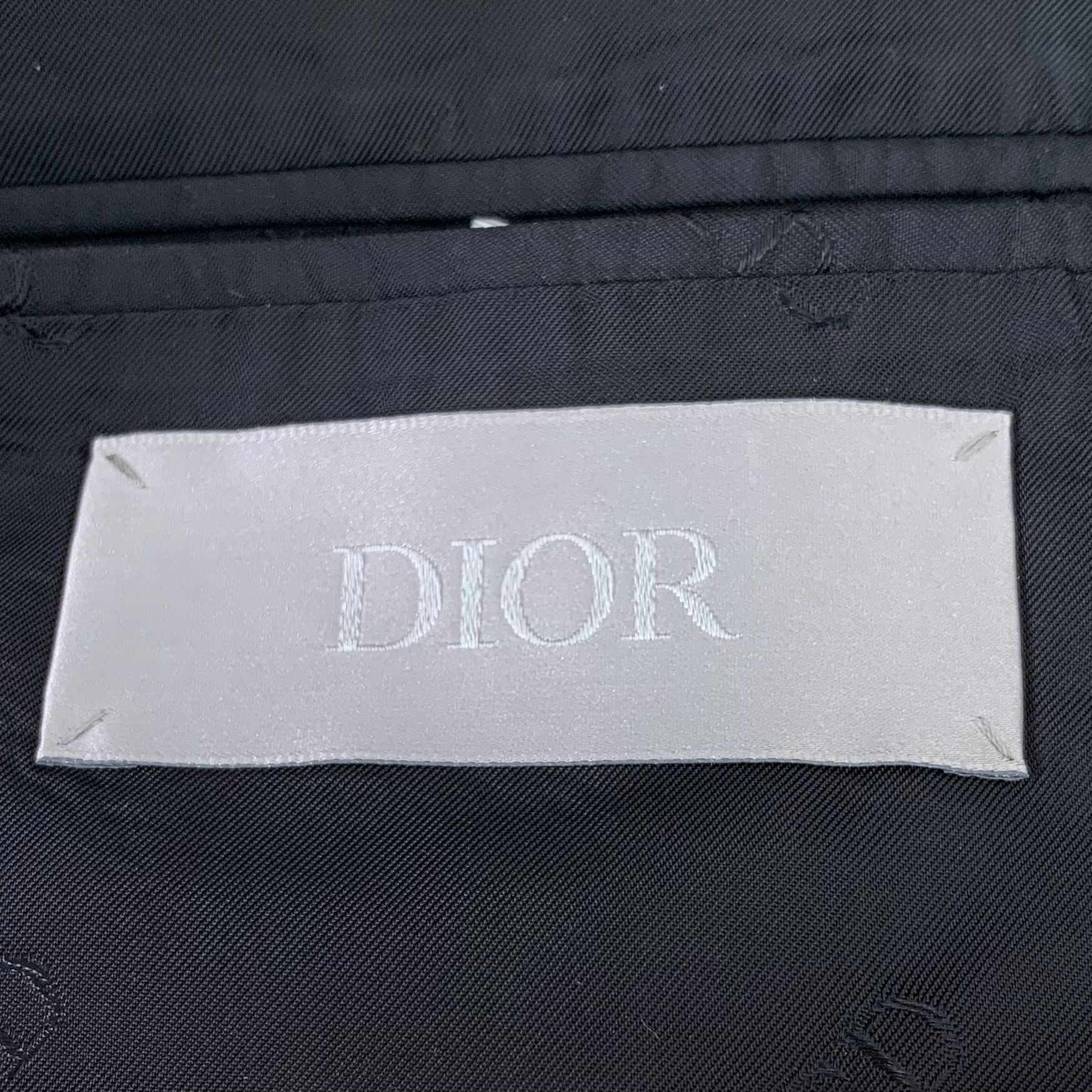 Dior Dior Mens Wool Blend Black Blazer With Patterned Lapel Size US M / EU 48-50 / 2 - 5 Thumbnail