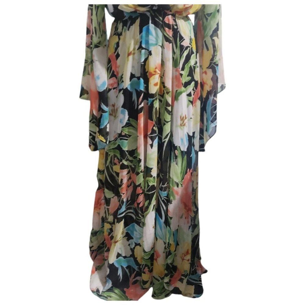 Designer CT1943 Meghan Los Angeles Floral Evening Maxi Dress L Size L / US 10 / IT 46 - 3 Thumbnail