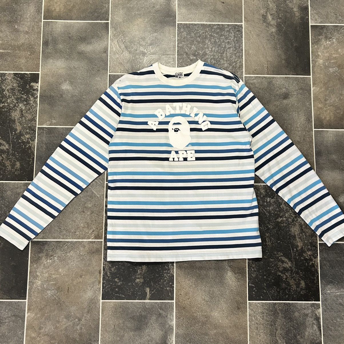 Bape OG Bape Striped College Logo Long Sleeve Size US L / EU 52-54 / 3 - 1 Thumbnail
