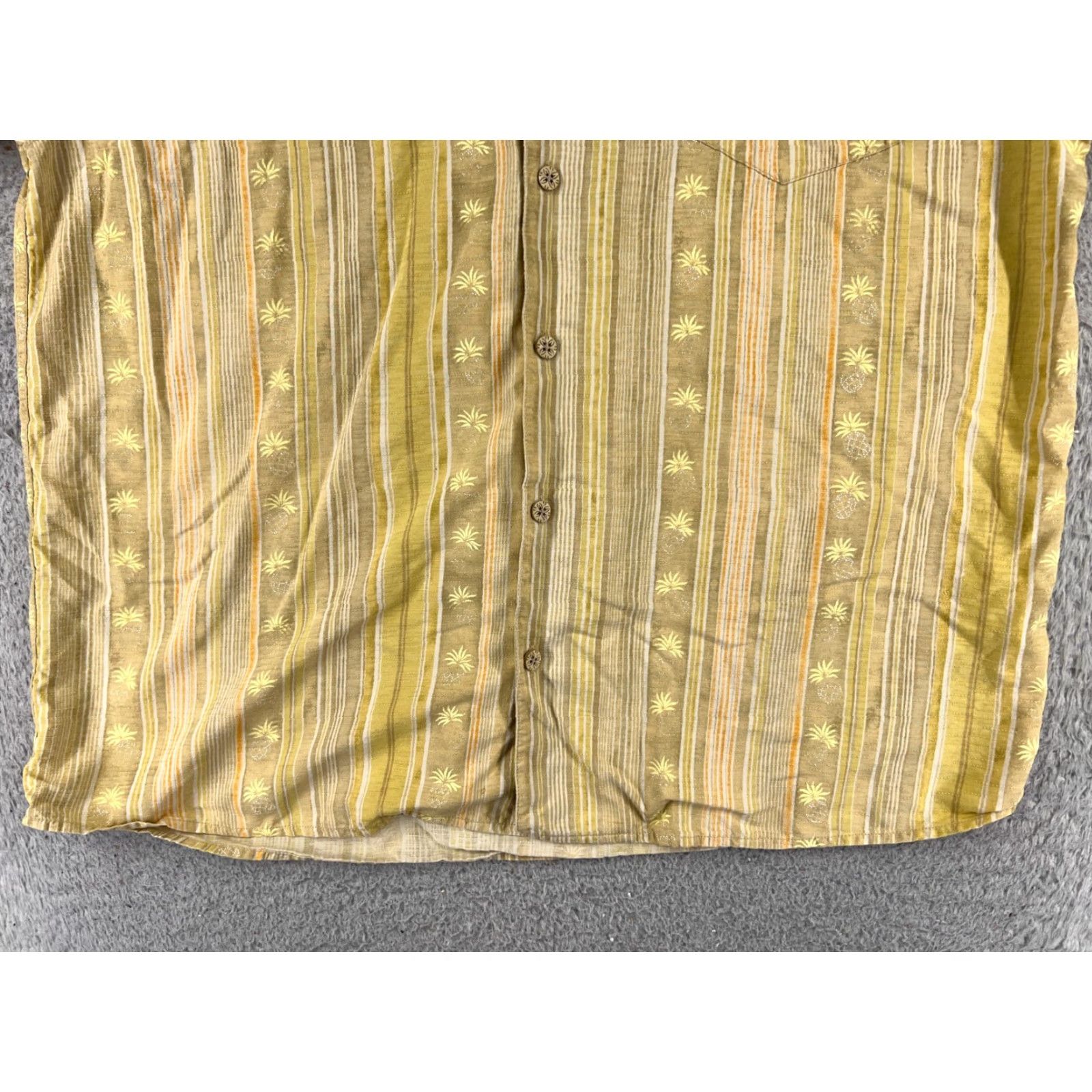 Tommy Bahama Tommy Bahama Shirt Men XL Yellow Stripe Pineapple 100% Silk Hawaiian Button-Up Casual Luxury Beach Vacation Resort Aloha Mens Size US XL / EU 56 / 4 - 5 Thumbnail