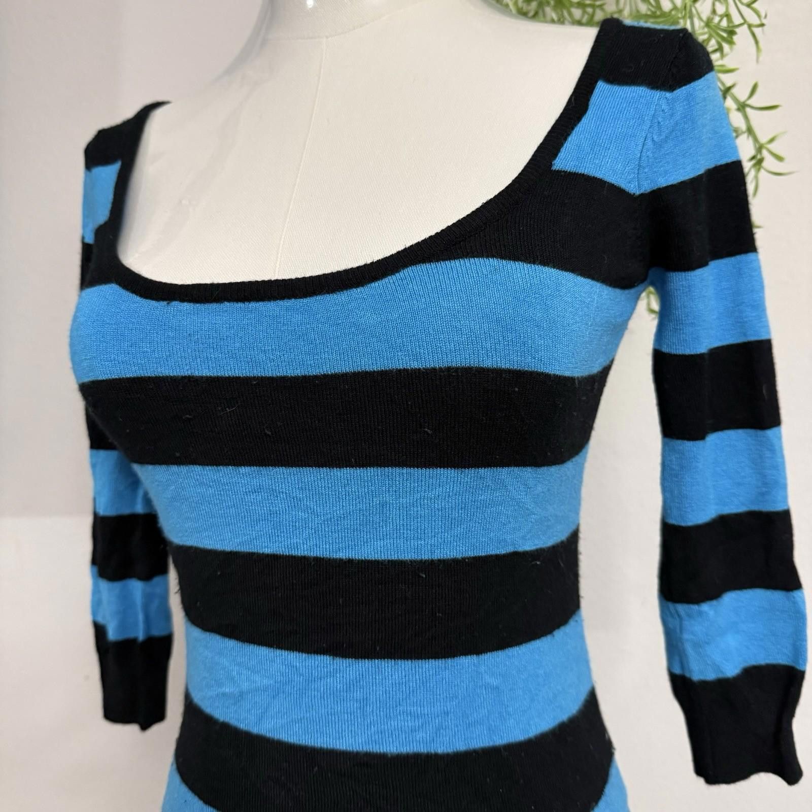 Designer Grunge Goth Y2k Striped Teal Wetseal Small Top Size S / US 4 / IT 40 - 4 Thumbnail