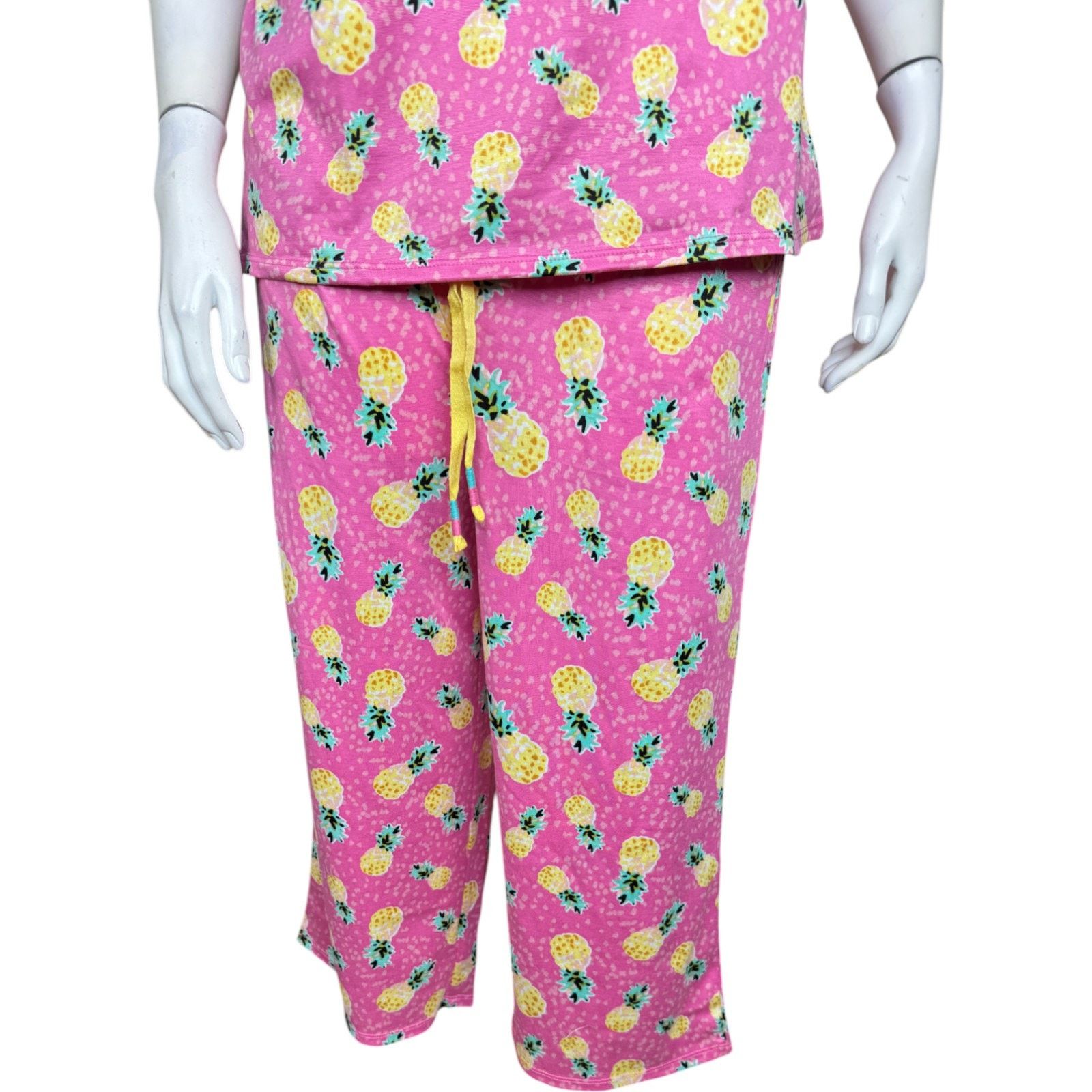 Other Cuddl Duds Comfort Code Pineapple Pajama Set XS Pink Capri Size ONE SIZE - 4 Thumbnail
