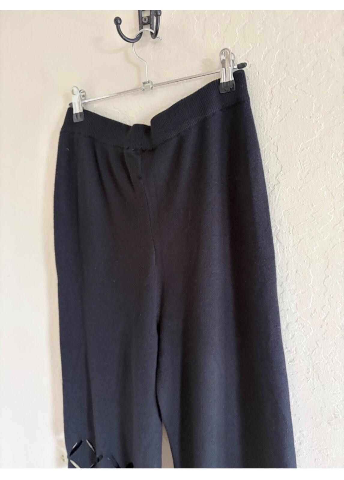 Vivienne Westwood Vici Black Wide-Leg Knit Pants with Lattice Cutouts Size 32" / US 10 / IT 46 - 5 Thumbnail