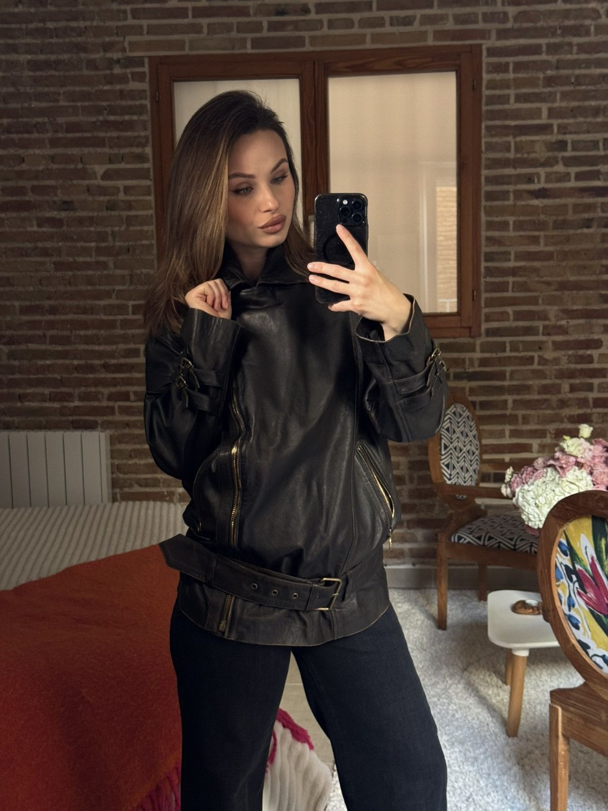 Pinko Pinko Bora Chiodo Leather Jacket Black Size S / US 4 / IT 40 - 1 Thumbnail