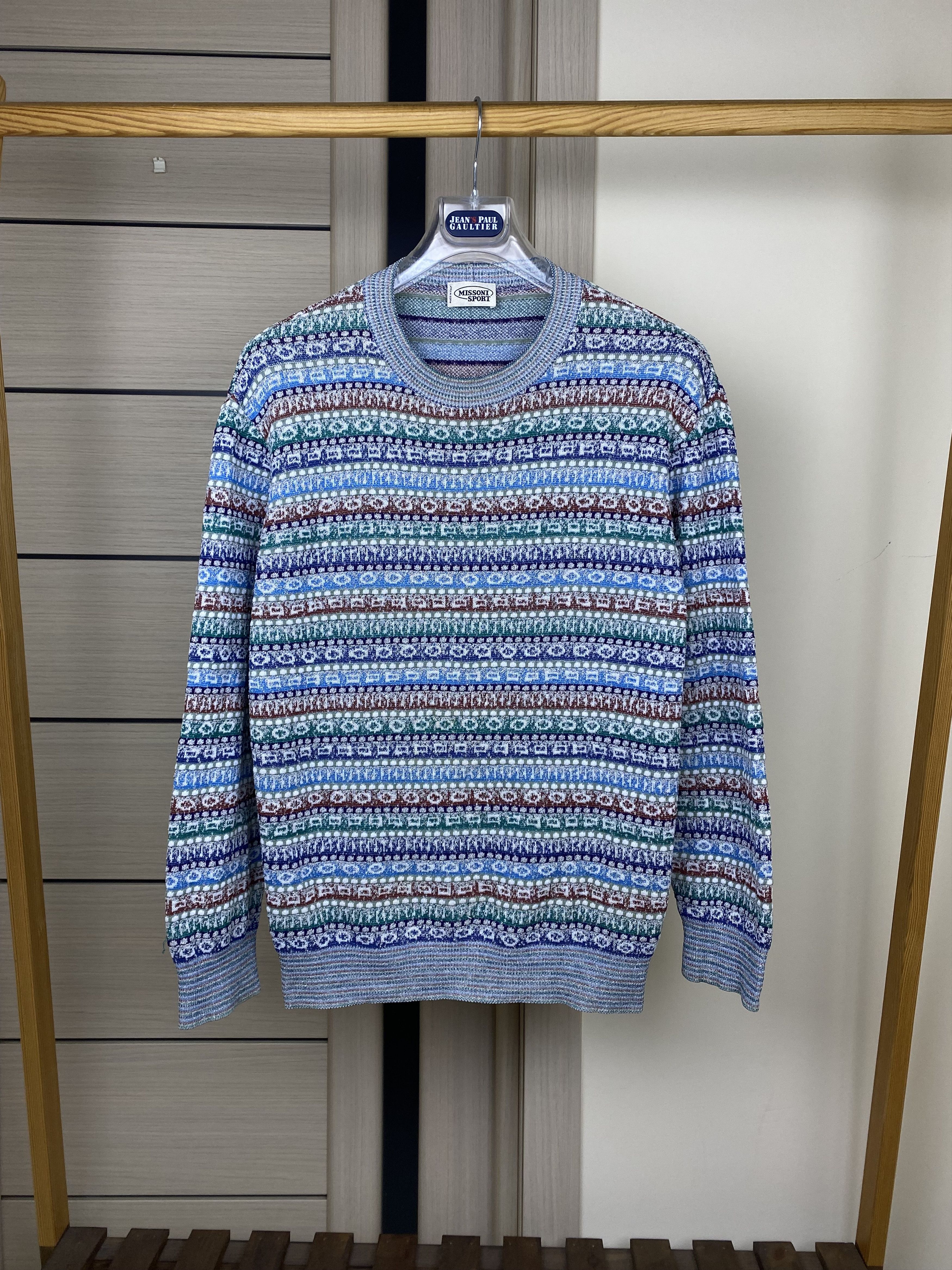 Missoni Sport Vintage Abstract Multicolor Knitted Sweater