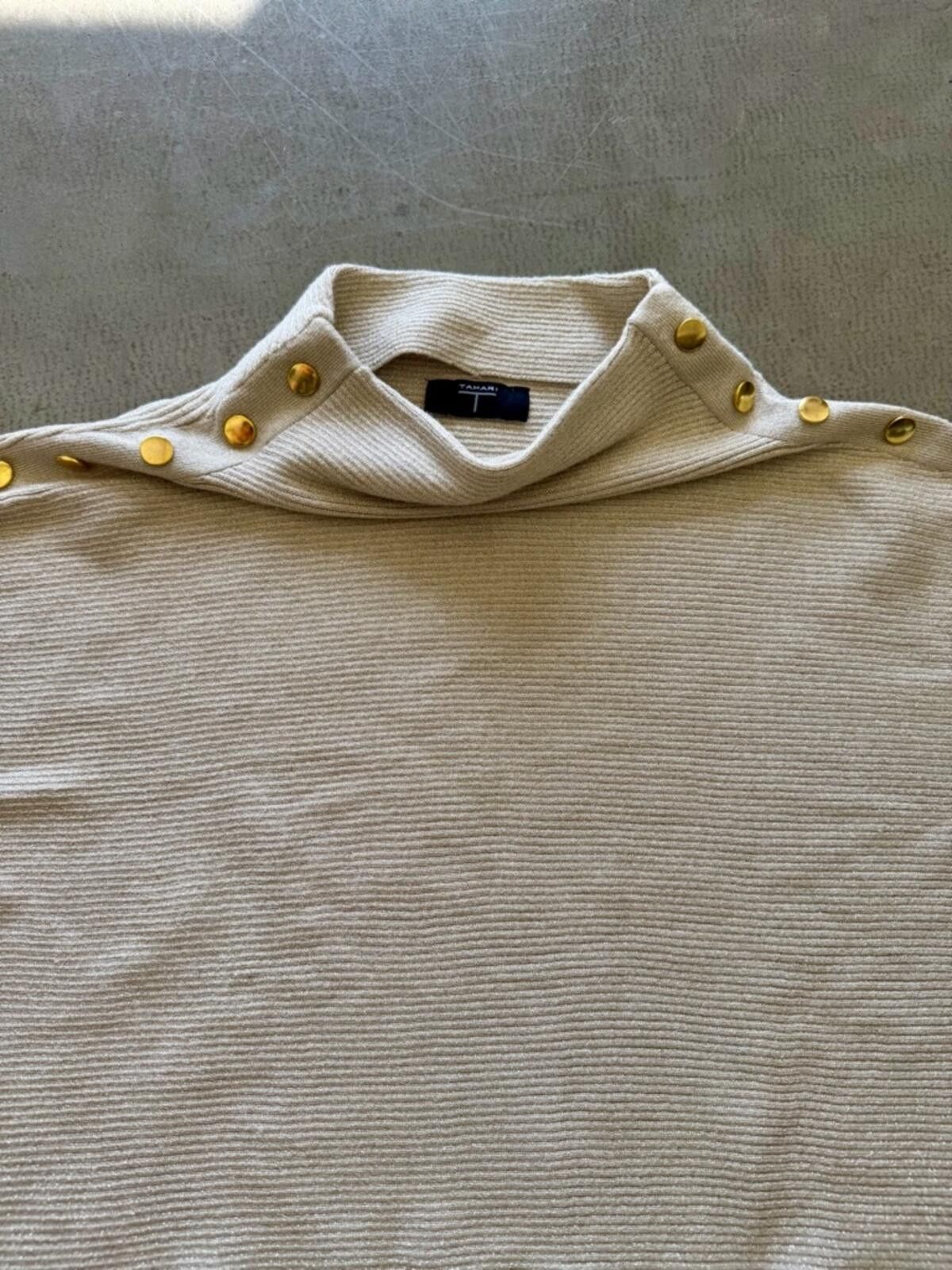 Other Tahari / Ribbed Mock Neck Sweater / Cream Gold Size S / US 4 / IT 40 - 5 Thumbnail