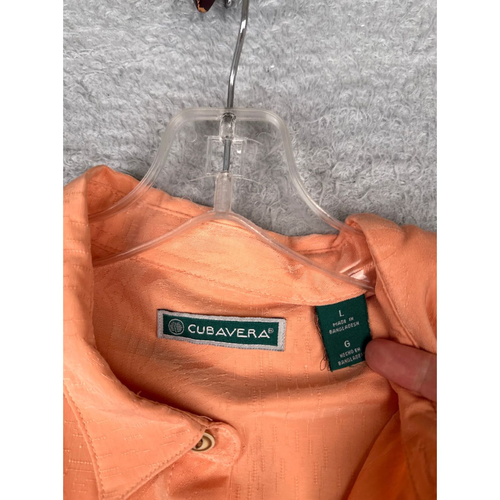 Cubavera Cubavera Men Shirt Casual Hawaiian Floral Orange Embroidered Button-Up Rayon Blend Size US L / EU 52-54 / 3 - 7 Thumbnail