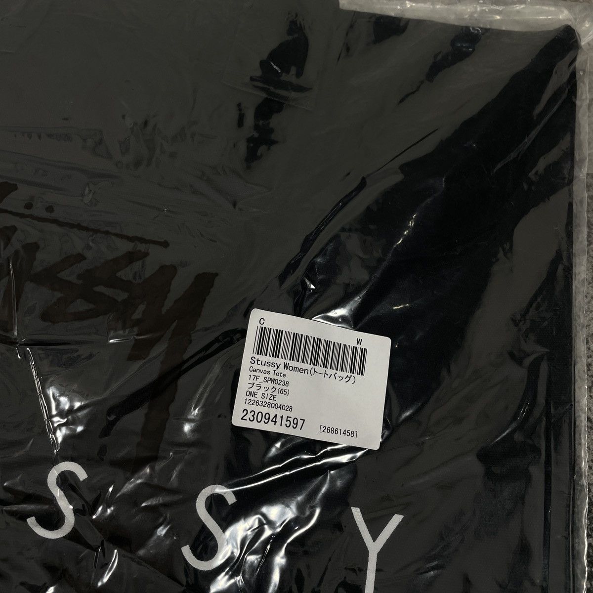 Stussy STUSSY TOTE BAG CANVAS LOGO - BLACK Size ONE SIZE - 8 Thumbnail