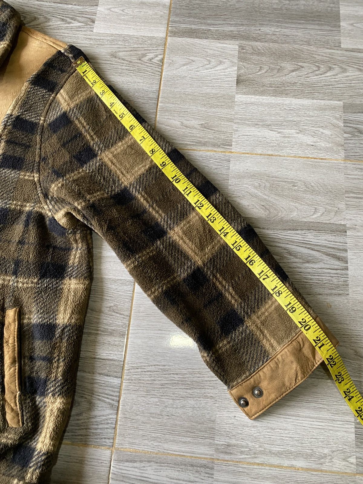Vintage NZ Lambskin Shearling Suede Panel Plaid Wool Jacket Size US L / EU 52-54 / 3 - 9 Thumbnail