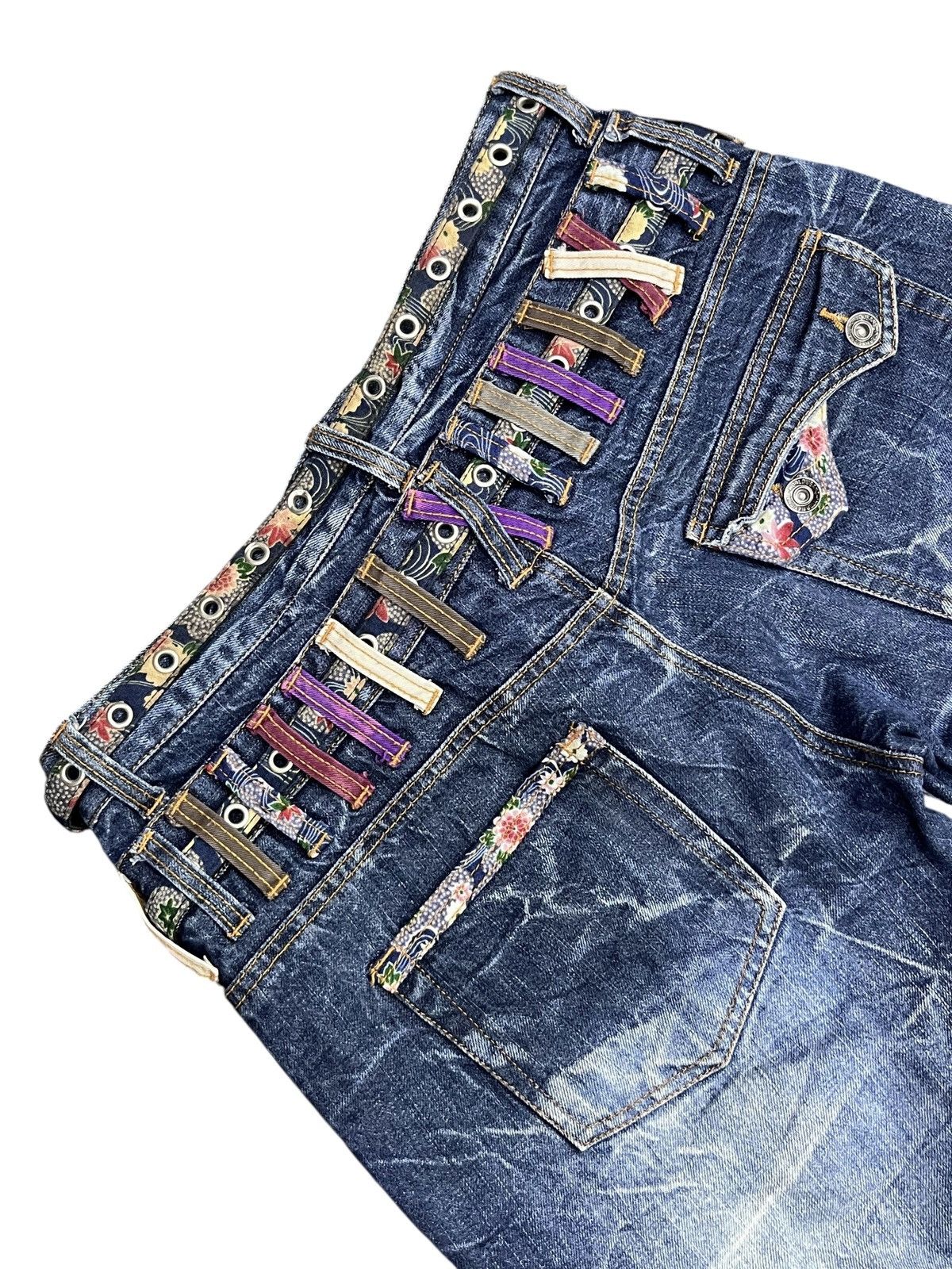 Killer Acid Rare Nylaus Double Waist Belted Acid Wash Shorts Japan Size US 31 - 8 Thumbnail