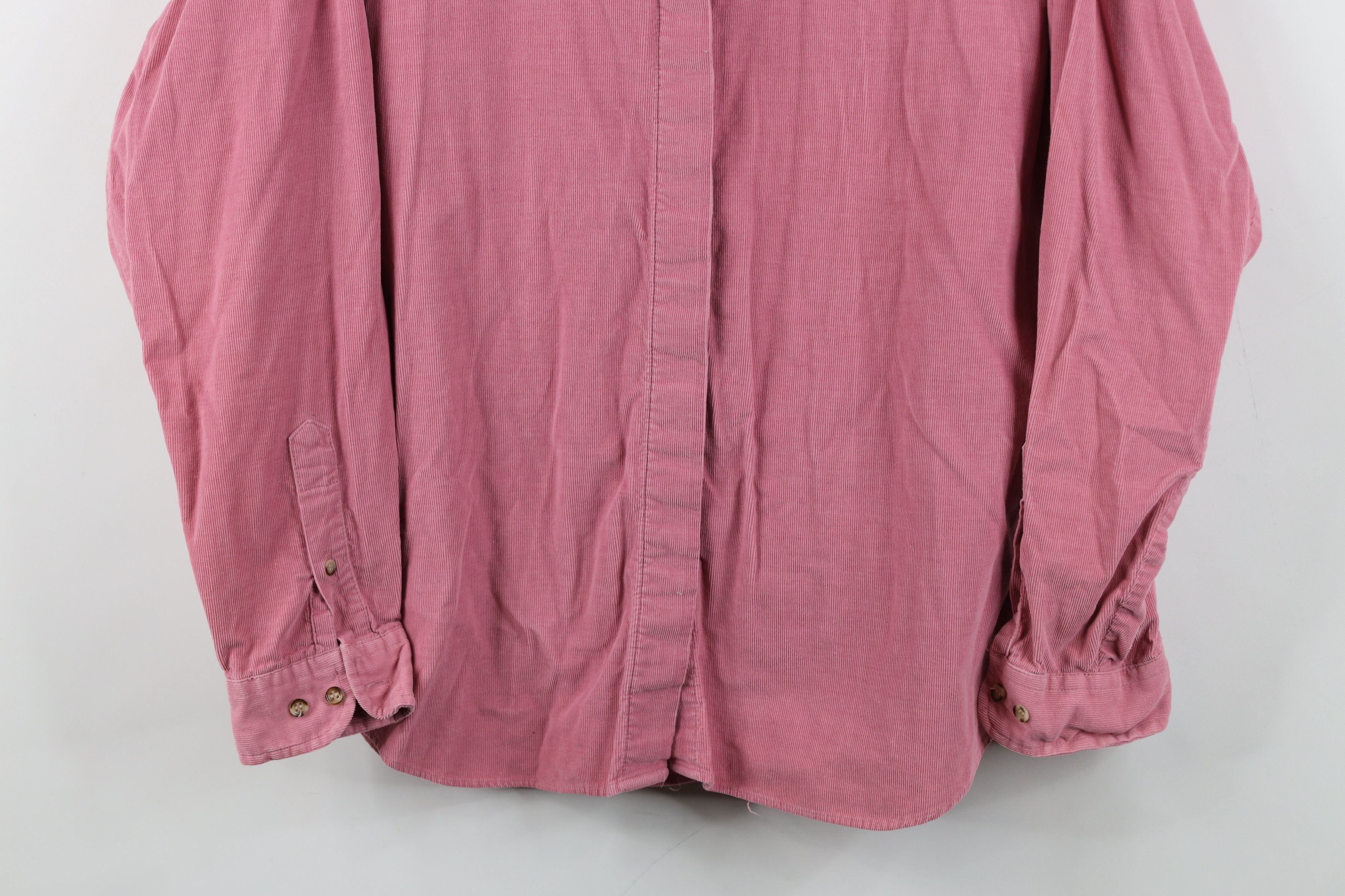 Vintage Vintage 90s Streetwear Corduroy Collared Button Shirt Pink Size XXL / US 16-18 / IT 52-54 - 3 Thumbnail