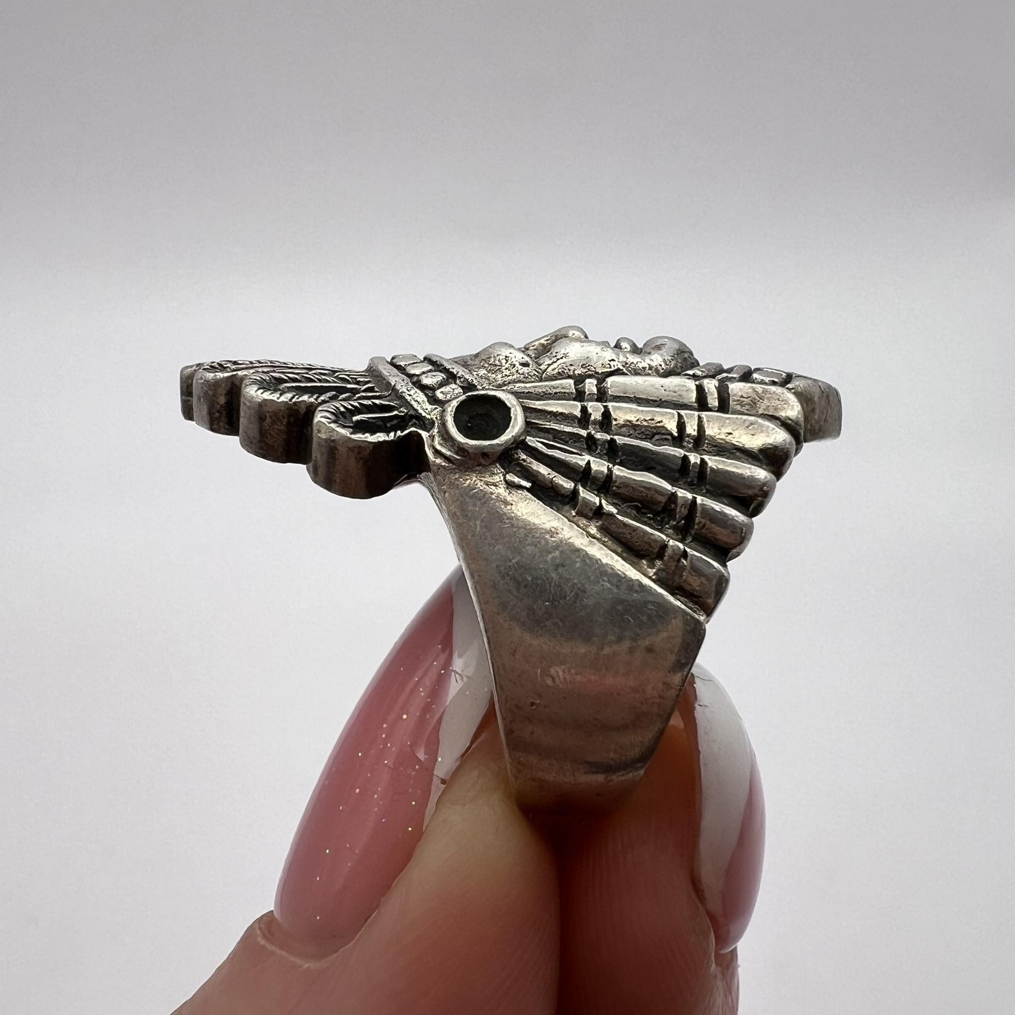 Sterling Silver Vintage Silver 800 Jewelry Ring Indian Chief Signed Size 6 Size ONE SIZE - 3 Thumbnail