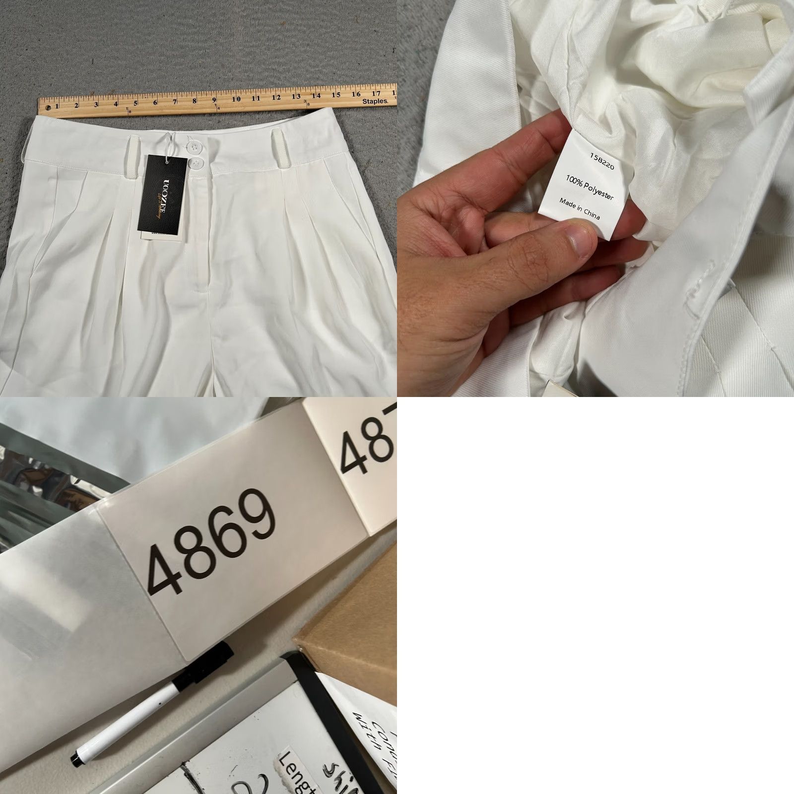 Vintage Uoozee Pants Womens Medium 28x29 White High Rise Wide Leg Casual Trousers NWT Size 32" / US 10 / IT 46 - 8 Thumbnail