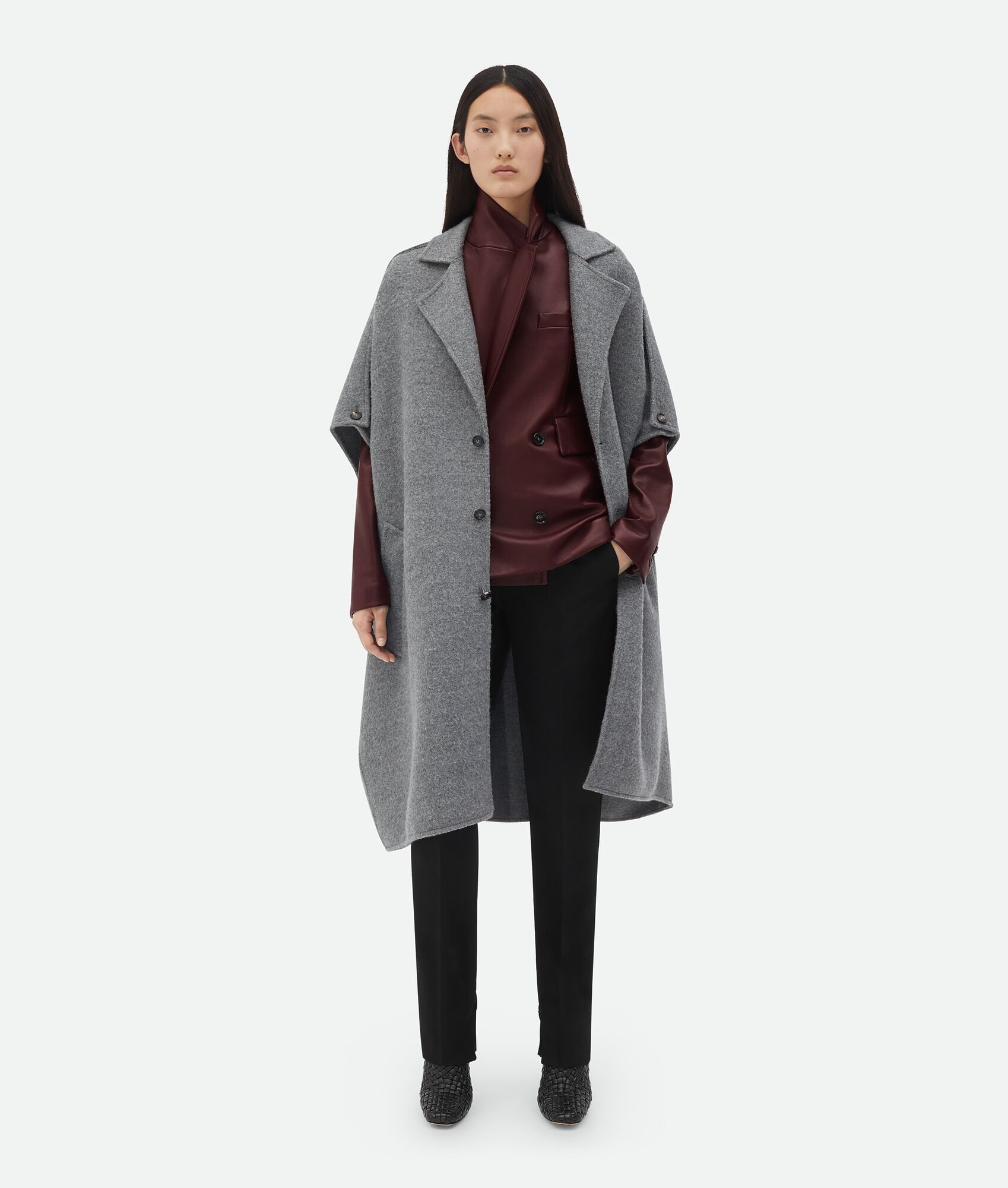 Bottega Veneta o1n1vont0325 Wool And Cashmere Sleeveless Coat in Grey Size S / US 4 / IT 40 - 4 Thumbnail