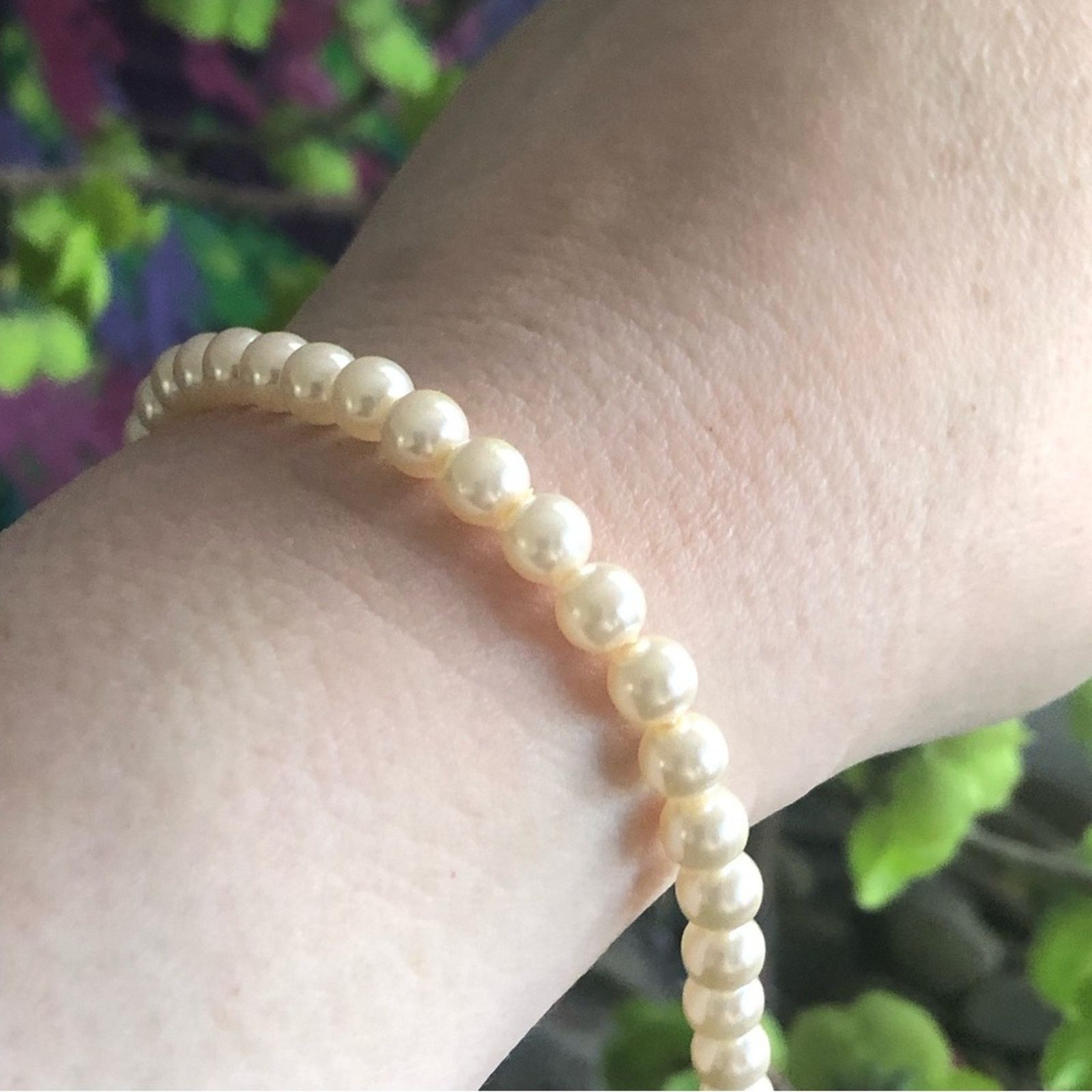 Vintage Vintage cream glass pearl bracelet Size ONE SIZE - 3 Thumbnail
