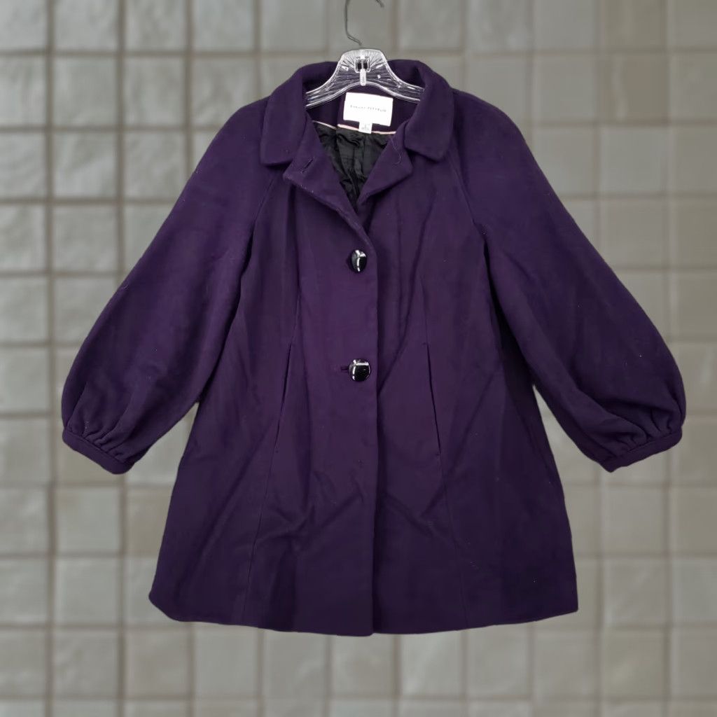 Banana Republic Womens Pea Coat Jacket S Petite Long Wool Purple