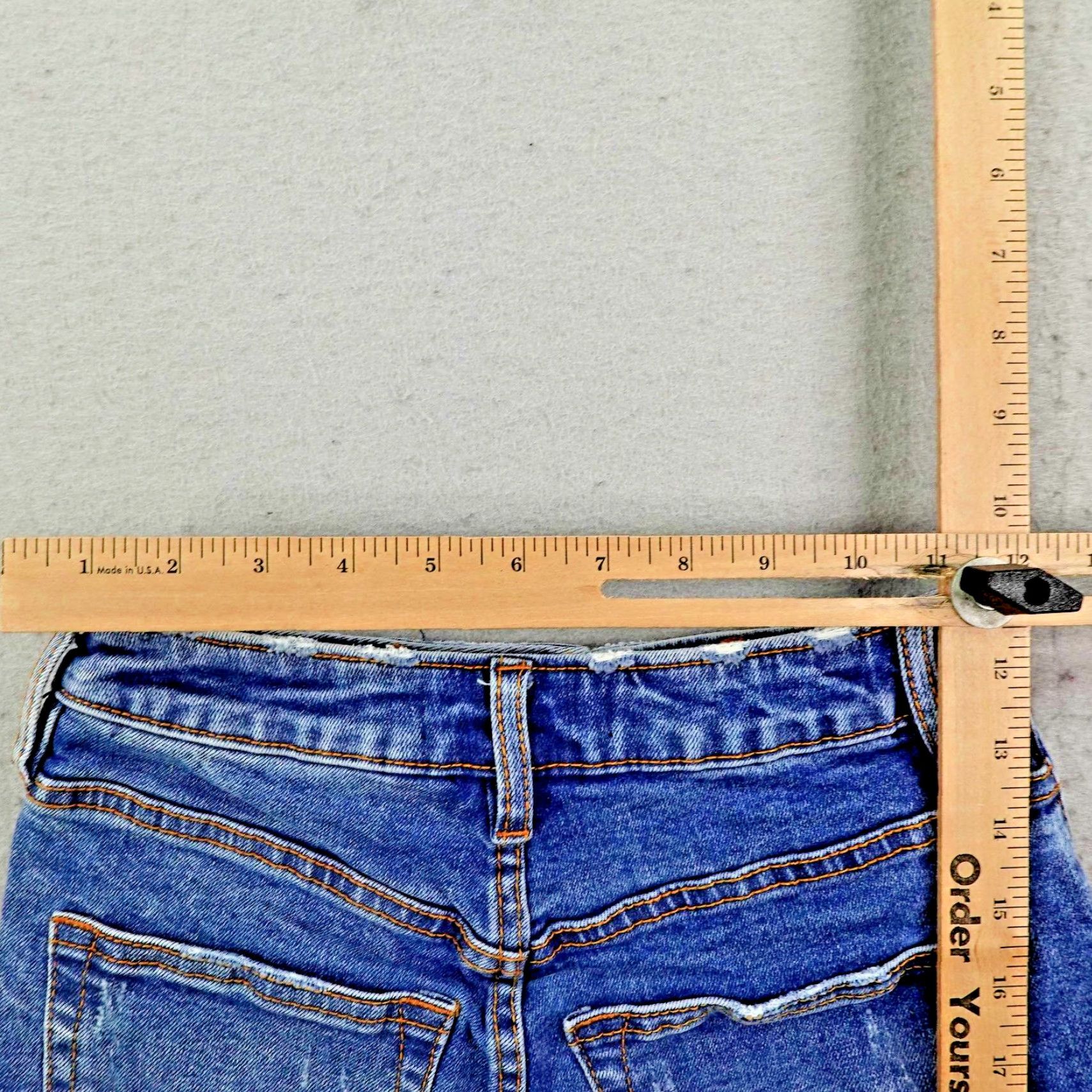 Vintage Free People Shorts Womens 24 Blue Denim Distressed Cutoff Button Fly We The Free Size 42" / US 20 - 4 Thumbnail