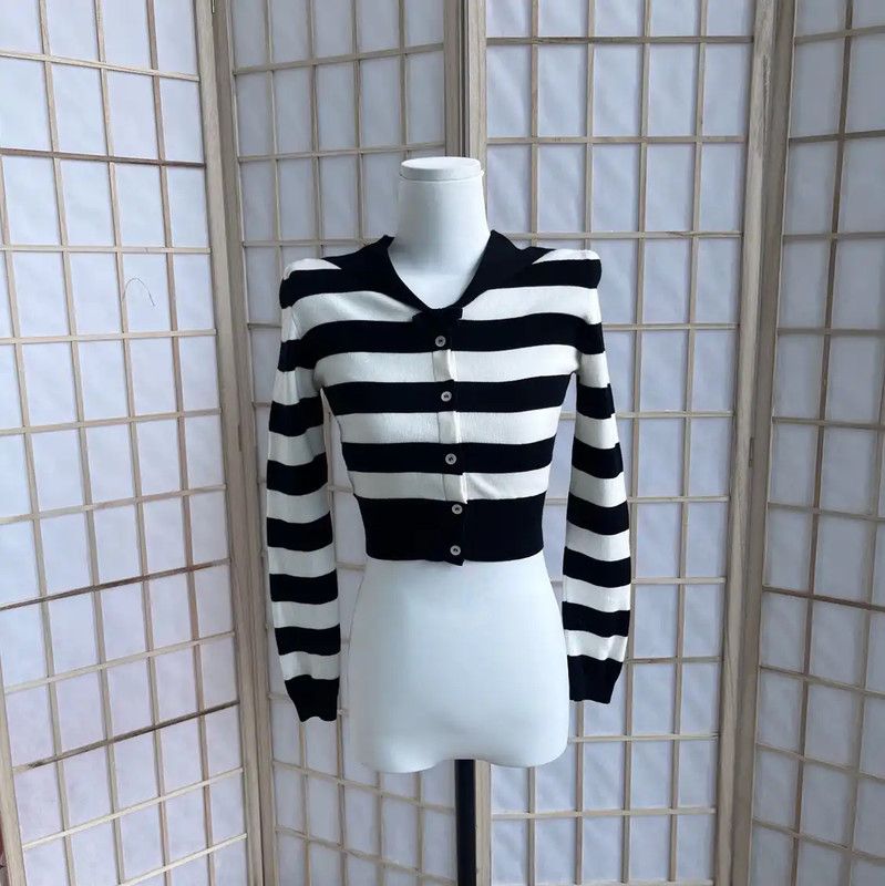Miu Miu Miu Miu Striped Cropped Sweater 0089 Size S / US 4 / IT 40 - 1 Thumbnail