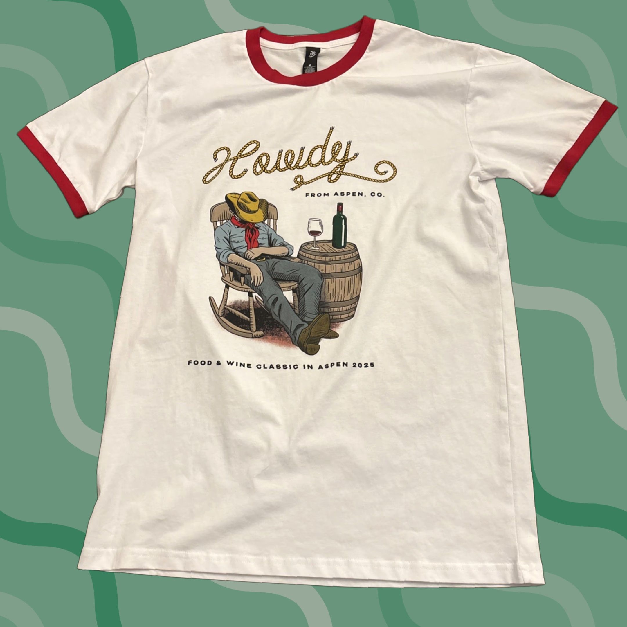 AS Colour 2025 Aspen Colorado Food And Wine Classic Ringer T Shirt Size M EUC Size US M / EU 48-50 / 2 - 1 Thumbnail