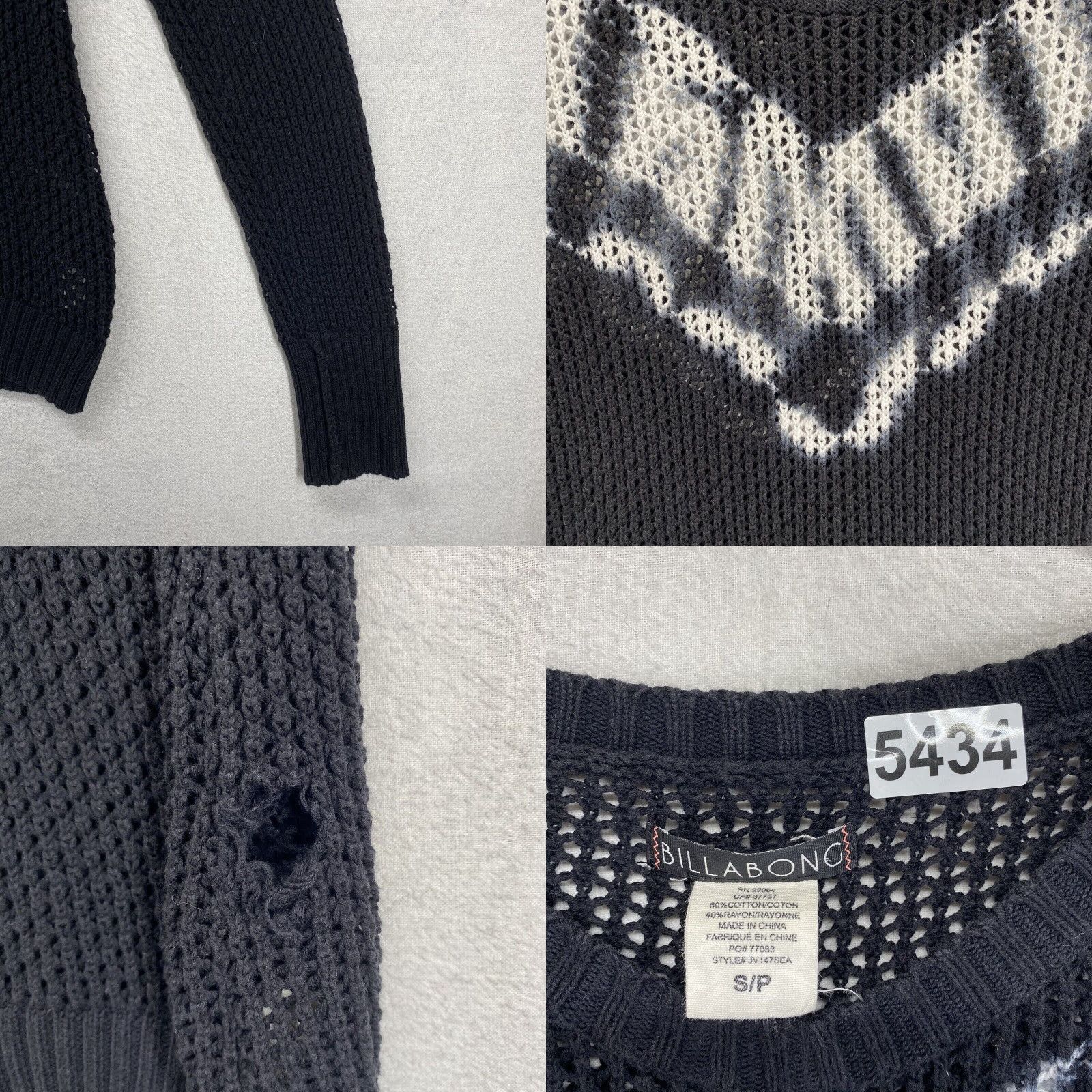 Billabong VINTAGE Billabong Women's Sweater Pullover Casual Knit Geometric Cotton Blend Small Black 90s Skater Fashion Size S / US 4 / IT 40 - 8 Thumbnail