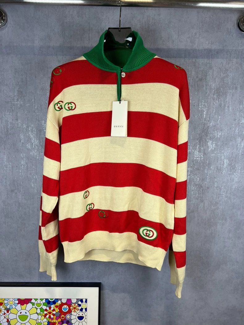 Gucci Gucci Red Green Striped Logo Sweater - dmc Size US L / EU 52-54 / 3 - 1 Thumbnail