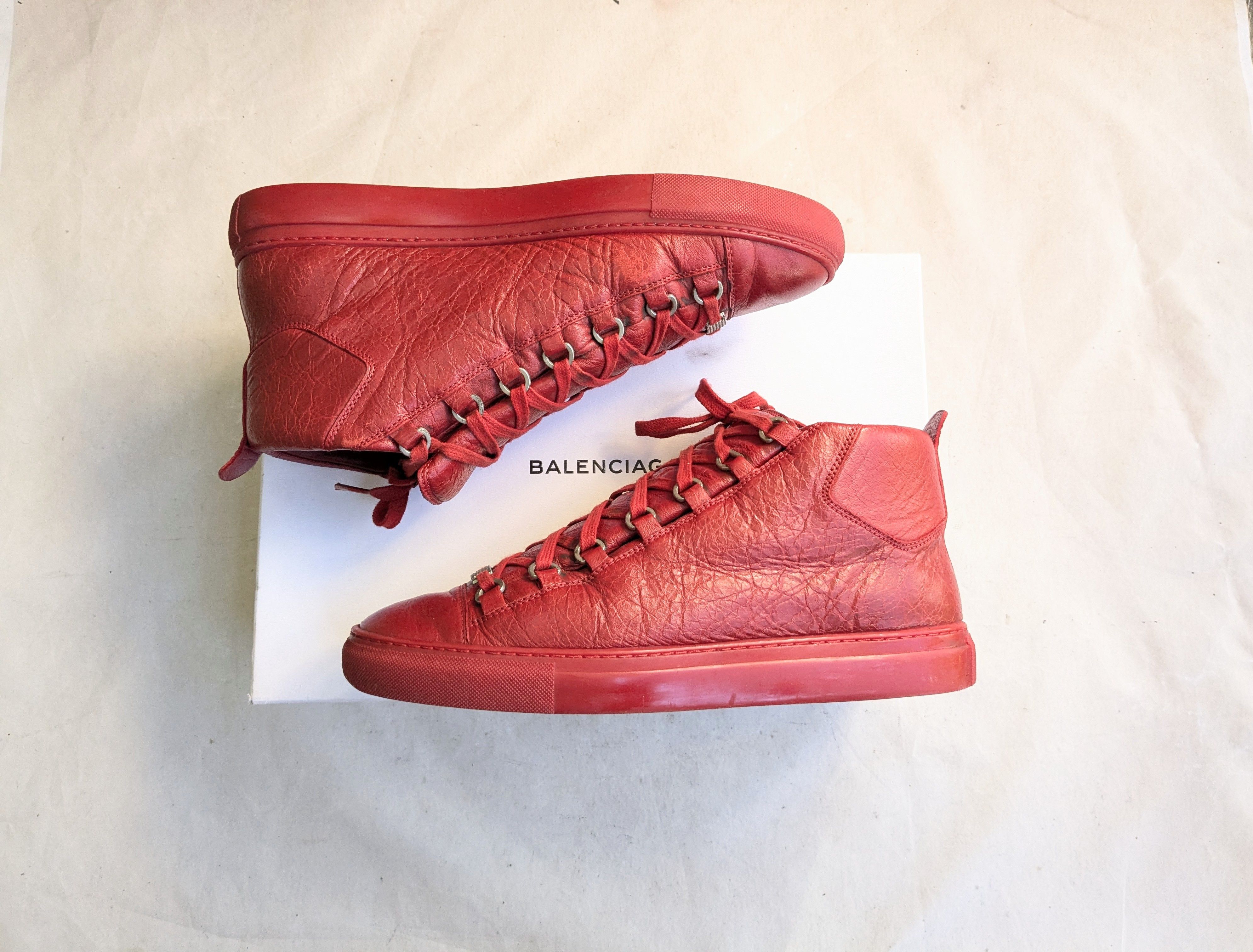 Balenciaga Balenciaga Arena Red 11 High Tops Leather Size US 11 / EU 44 - 1 Thumbnail