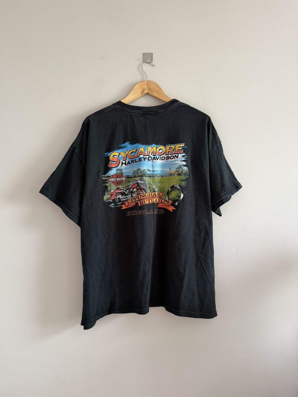 Vintage Vintage 2005 Harley Davidson Moto England Skull T-shirt Size US XXL / EU 58 / 5 - 6 Thumbnail