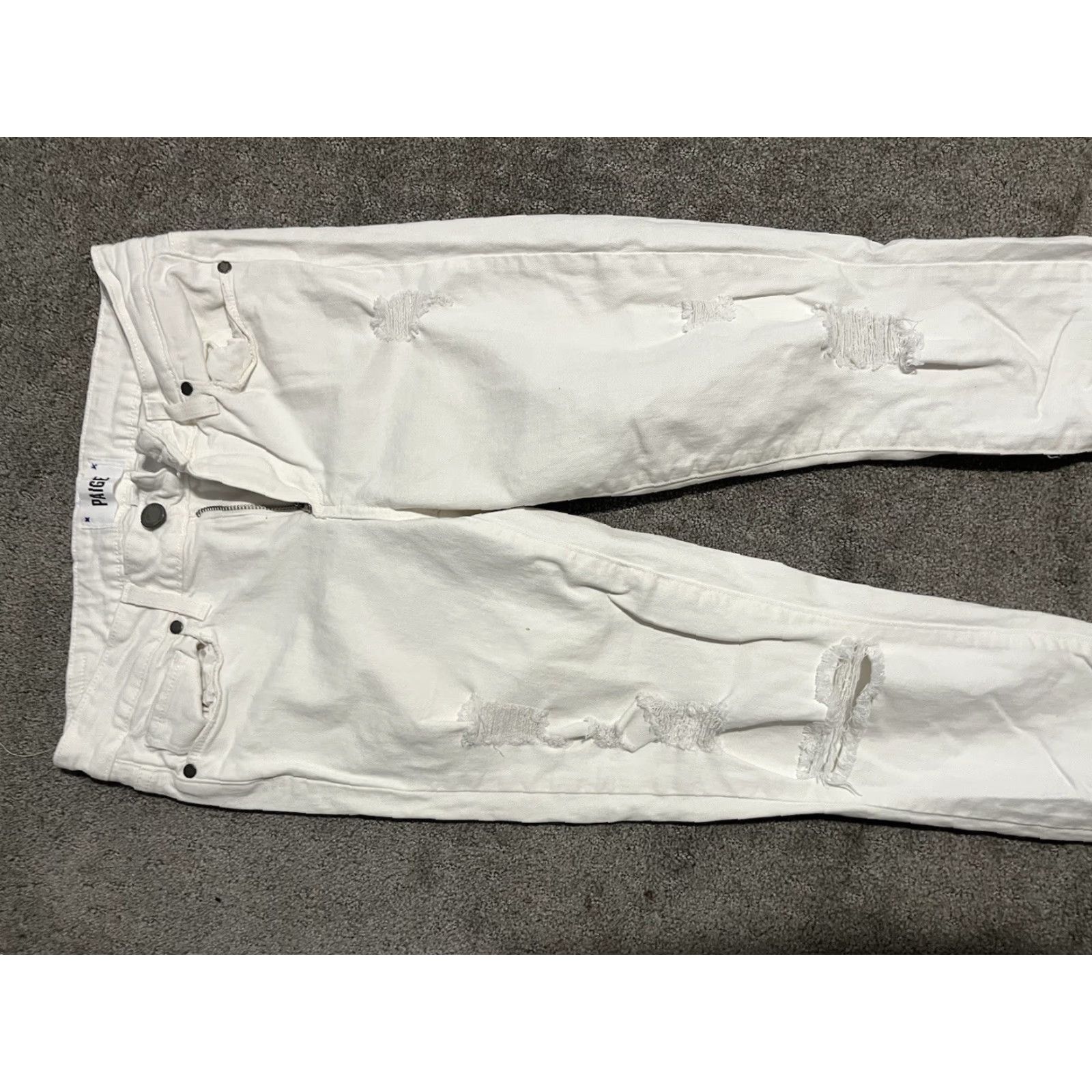 Paige PAIGE Verdugo Crop Jeans White 28 Women's Cotton Blend Denim Cropped Low Rise 25 In Inseam Regular Size 28 Size 28" / US 6 / IT 42 - 4 Thumbnail