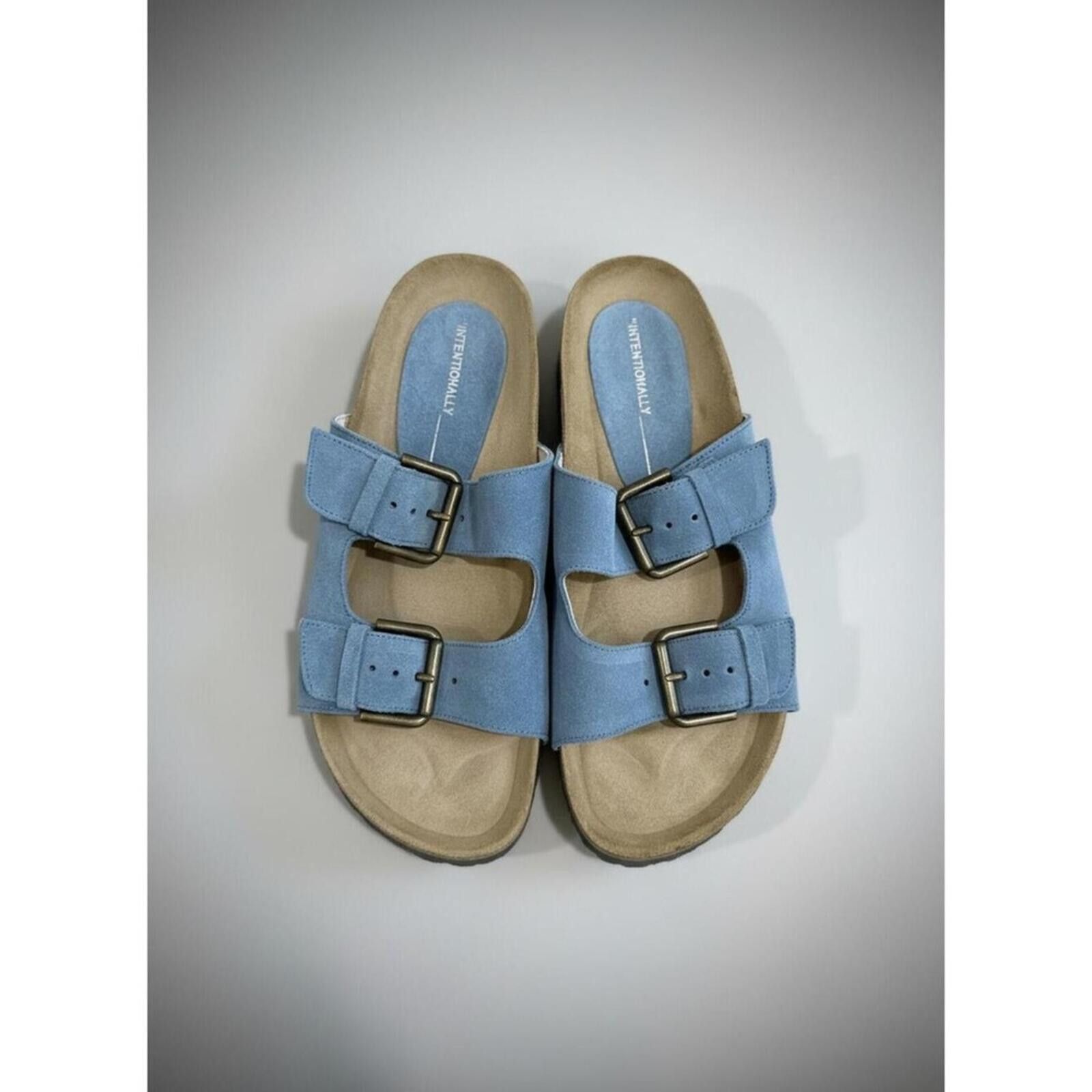 Other Intentionally Blank Blue Suede Buckle Platform Sandals Size US 7.5 / EU 40-41 - 1 Thumbnail