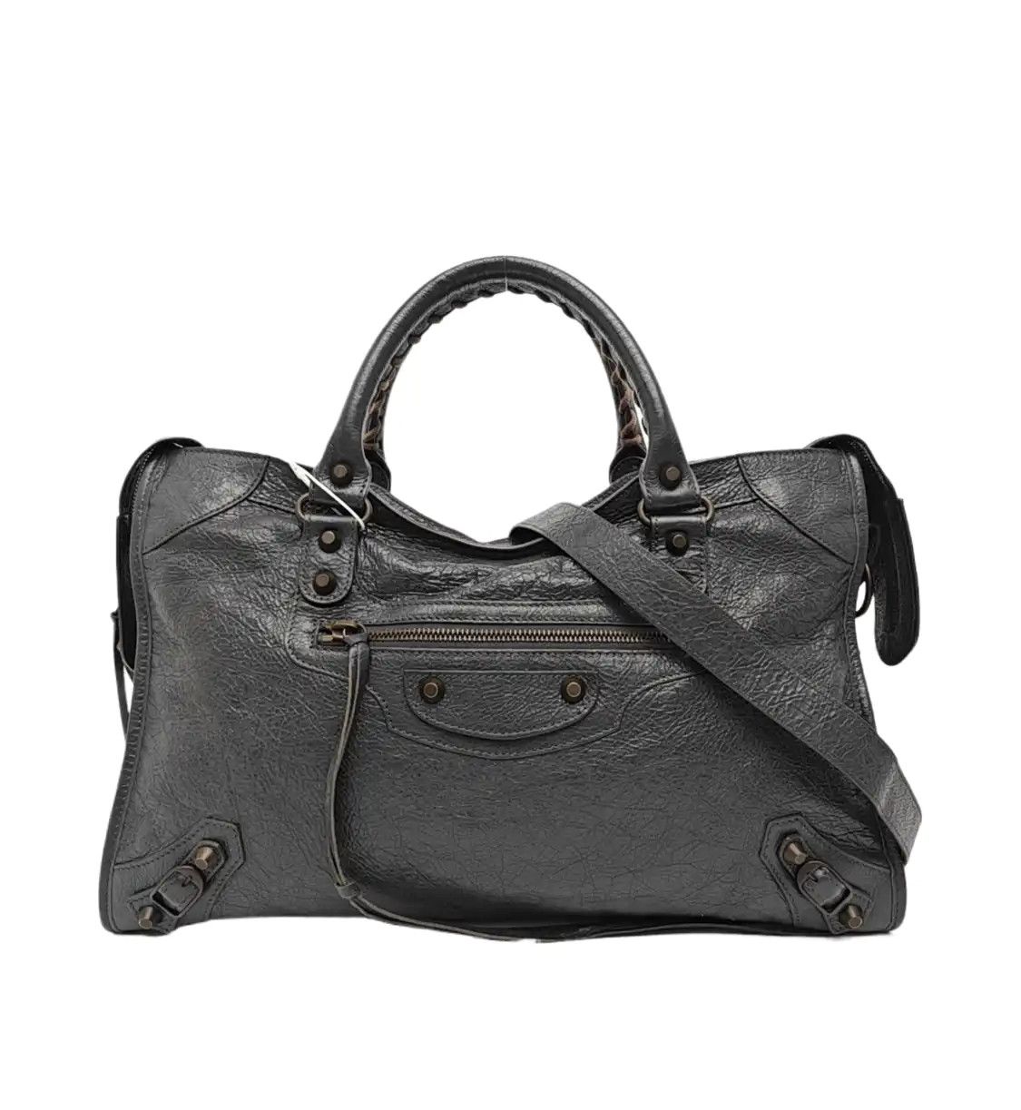 Balenciaga BALENCIAGA Classic City Medium grey sheepskin stud fringe Motorcycle shoulder ba Size ONE SIZE - 1 Thumbnail